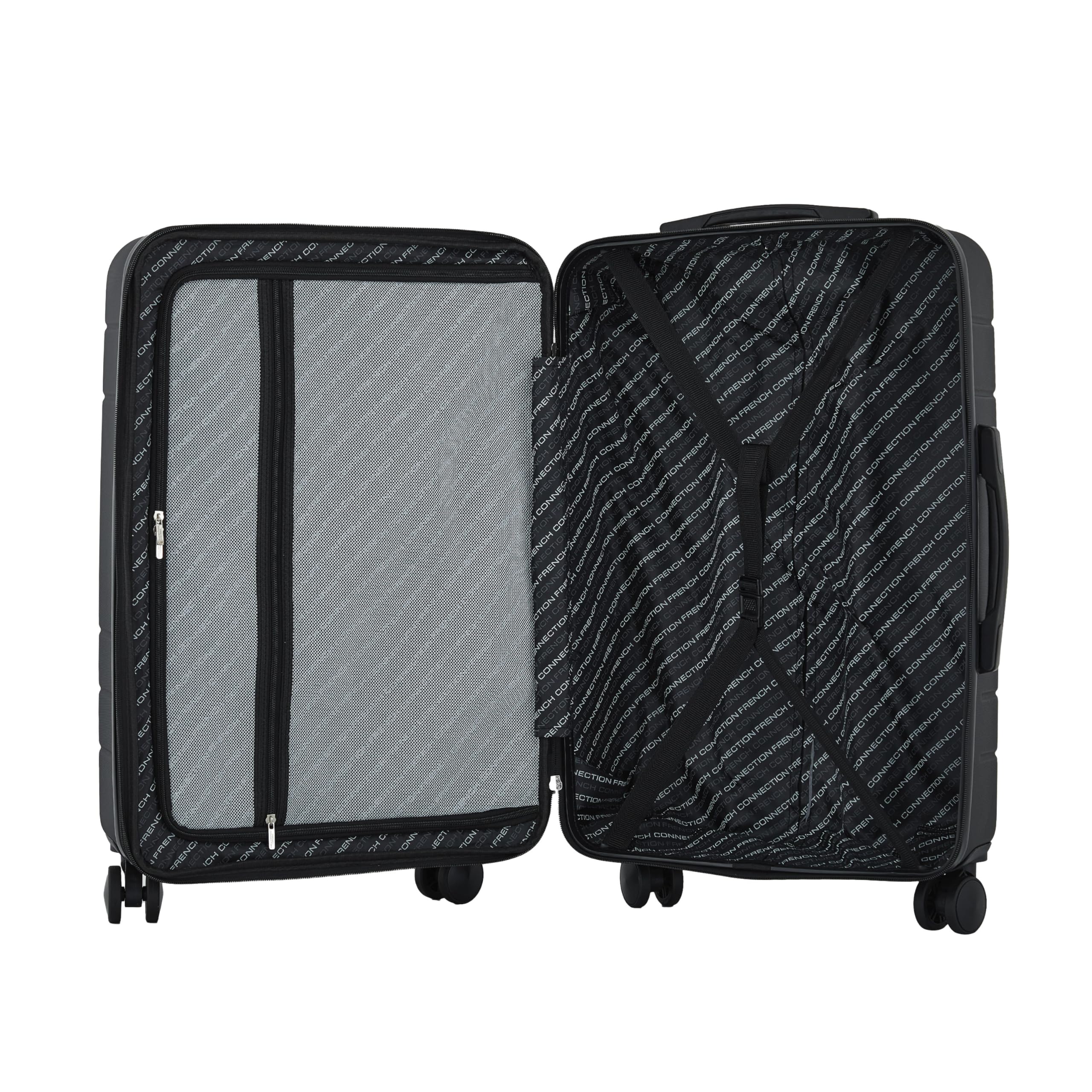 French Connection St. Martin Carry-On Luggage with Cup Holder/USB Ports, Black