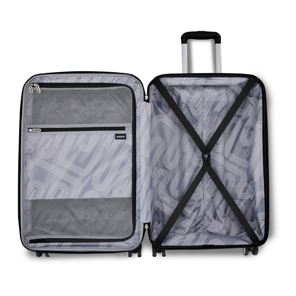American Tourister Stratum 3.0 Medium 24-Inch Spinner, Airline Approved, Durable Hardside Luggage, Expands 1.5", RightHeight™ Adjustable Handle, Black