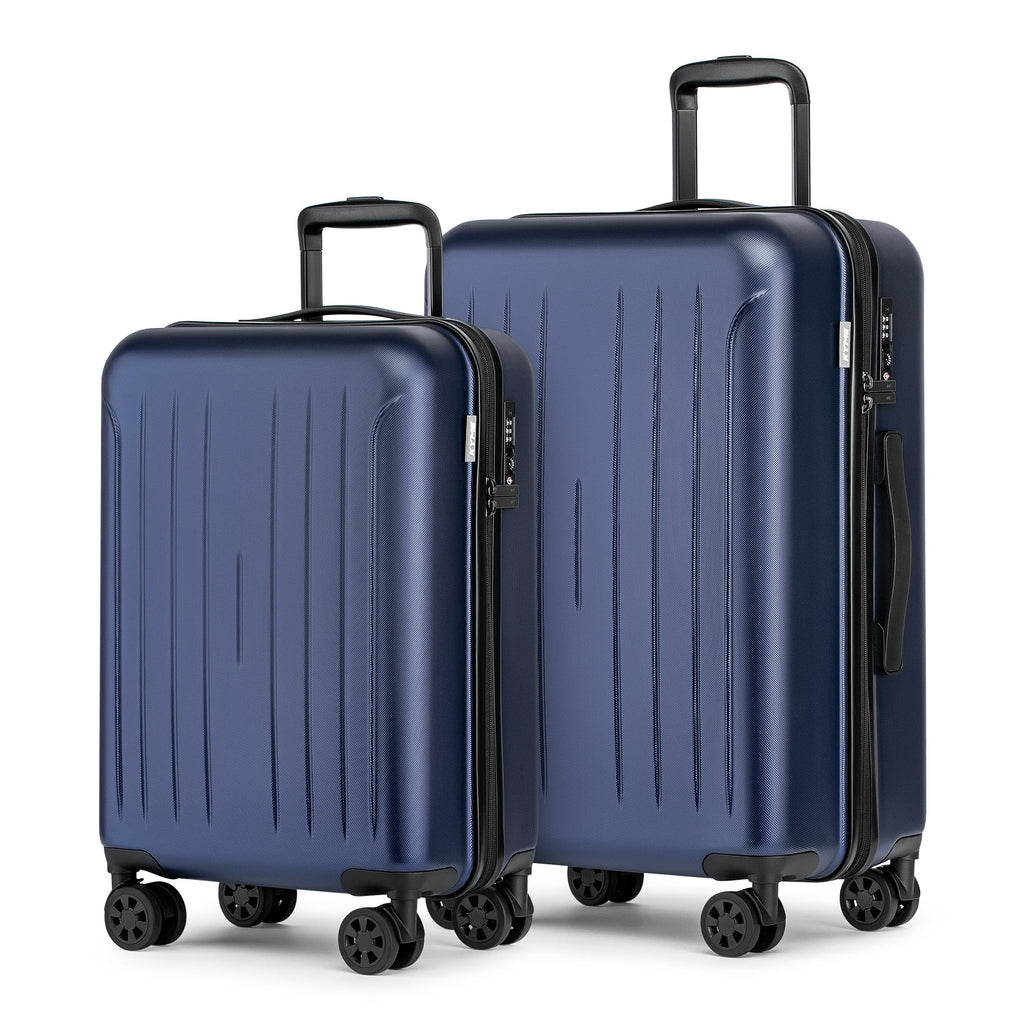 KYME Luggage Sets 2 Piece Hardshell 20"/24" Suitcase with Double Spinner Wheels Hardside Suitcases Sets with TSA Lock PC+ABS Travel Luggage (Navy Blue, 2Pcs Set(20"/24"))