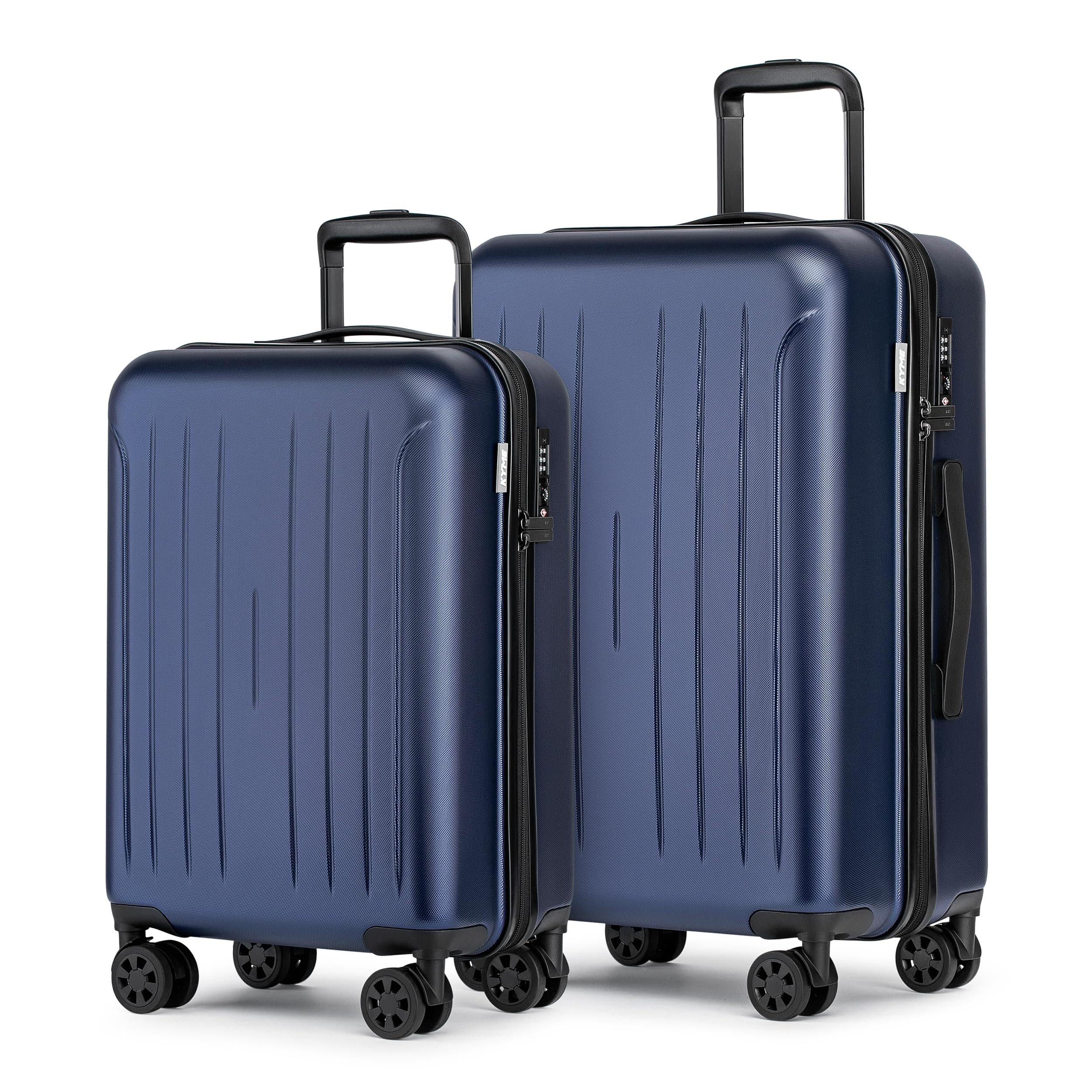 KYME Luggage Sets 2 Piece Hardshell 20"/24" Suitcase with Double Spinner Wheels Hardside Suitcases Sets with TSA Lock PC+ABS Travel Luggage (Navy Blue, 2Pcs Set(20"/24"))
