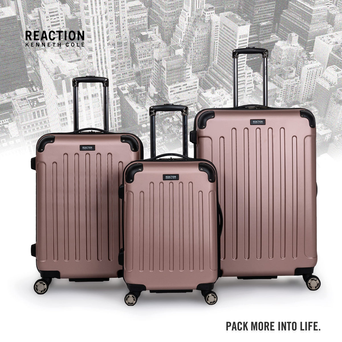 Kenneth Cole REACTION Renegade Luggage Expandable 8-Wheel Spinner Lightweight Hardside Suitcase, Rose Gold, 24-Inch Checked