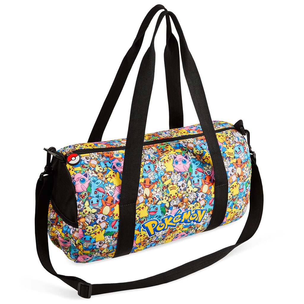 Pokemon Pikachu Duffel Kids Travel Bag - Gym Sports Overnight Holdall with Adjustable Strap & Pockets