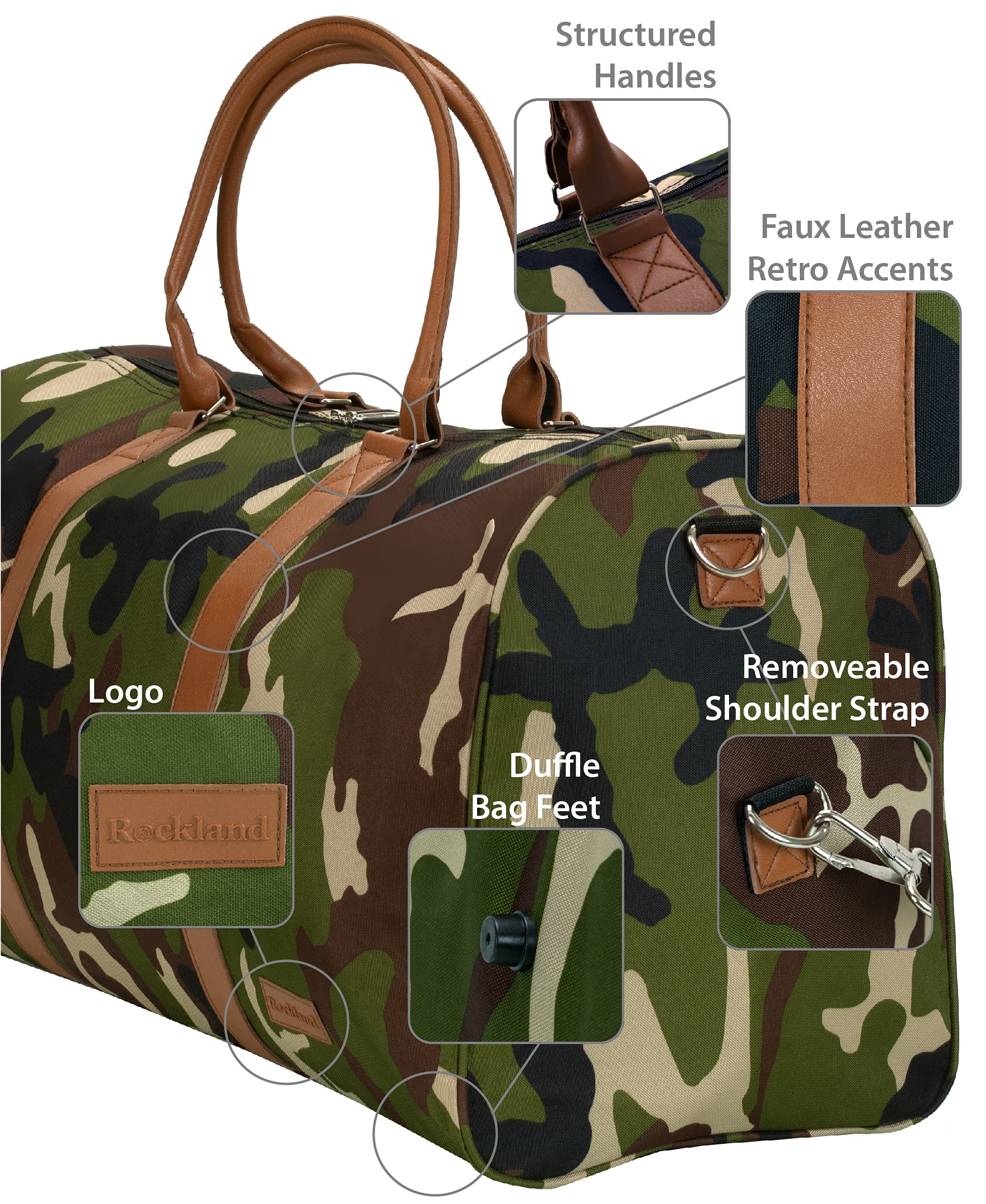 Rockland Weekend Travel Duffle Bag, Camo, Large 28-Inch