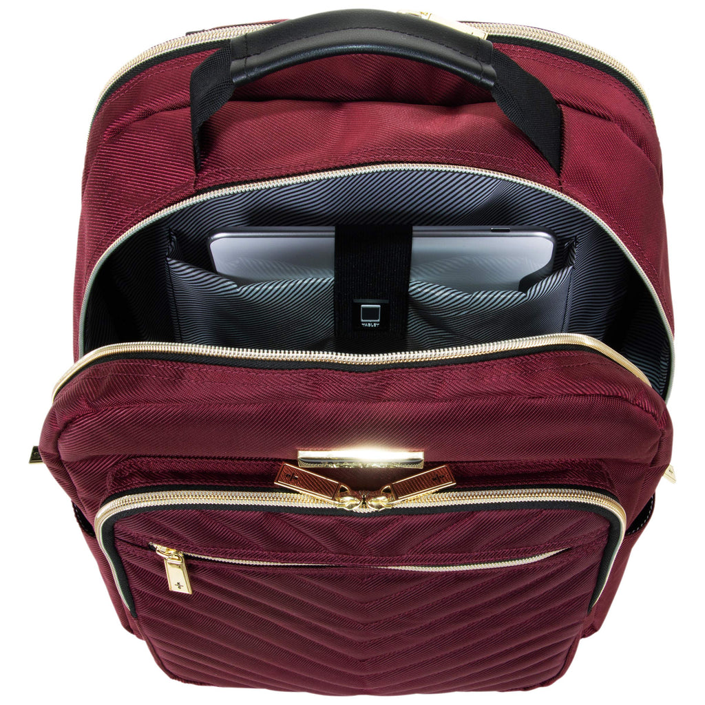 Kenneth Cole Reaction Women's Chelsea Chevron Quilted 15-Inch Laptop & Tablet Fashion Travel Backpack, Burgundy, Laptop