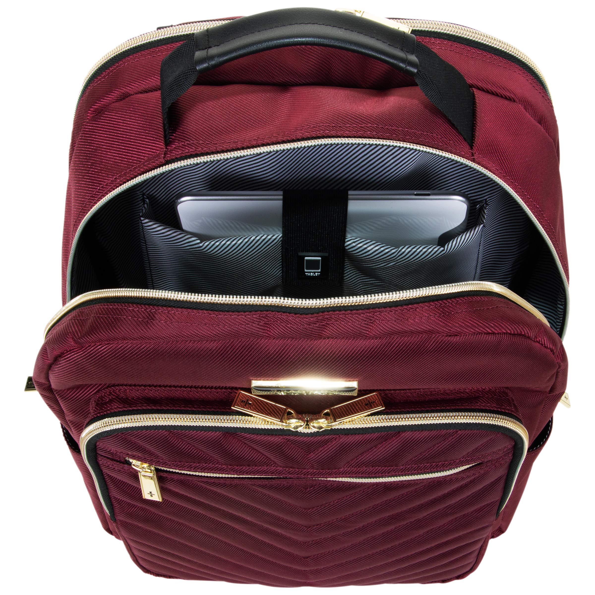 Kenneth Cole Reaction Women's Chelsea Chevron Quilted 15-Inch Laptop & Tablet Fashion Travel Backpack, Burgundy, Laptop