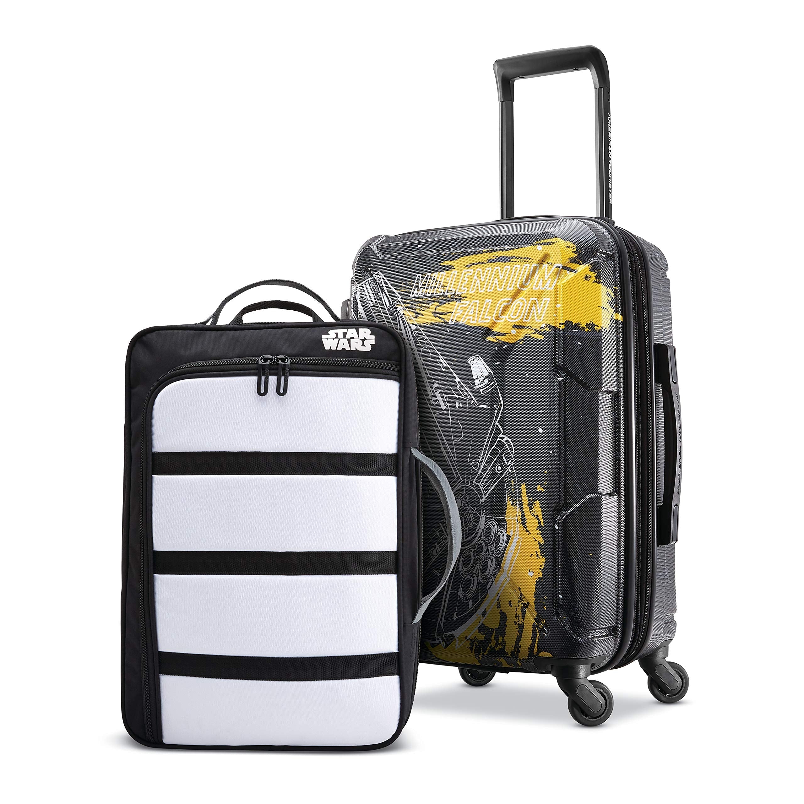 American Tourister Kids' Star Wars Falcon Perfect Packer 2pc Set (bkpk/20 Spinner Wheels, Black/Yellow