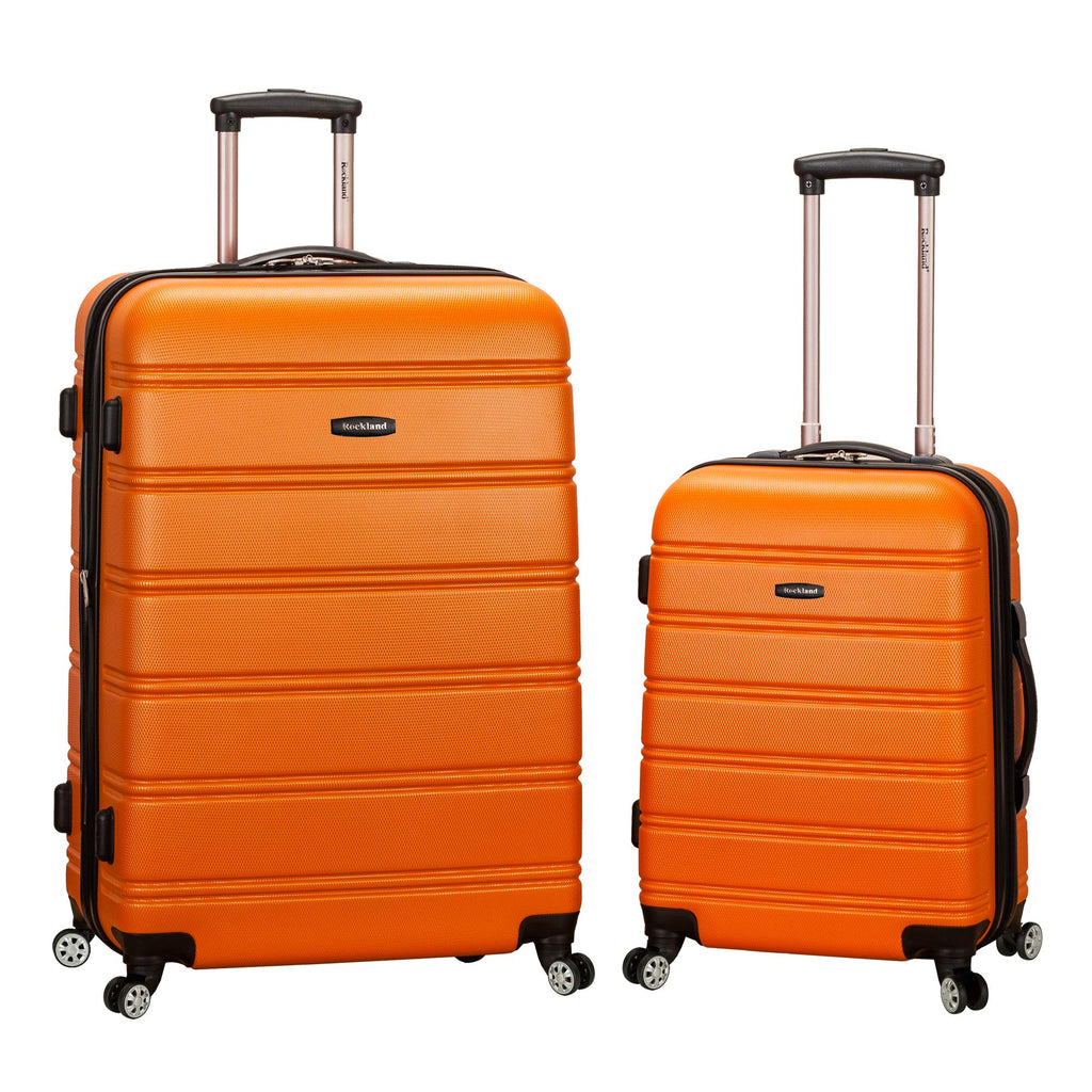 Rockland Melbourne Hardside Expandable Spinner Wheel Luggage, Orange, 2 Piece (20"/28")
