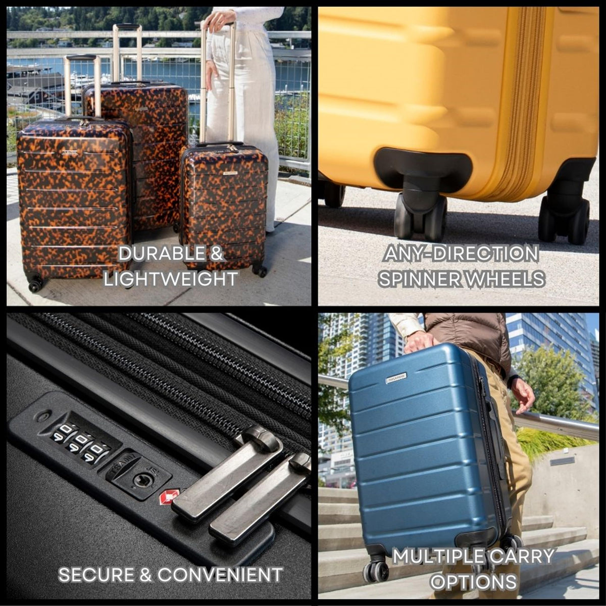 Ricardo Beverly Hills Cambria Hardside Luggage | Stylish Suitcase with Wheels for Effortless Travel, Expandable and Secure TSA-Locked Packing, 20-inch Carry-On, 22x14x9, Tortoise