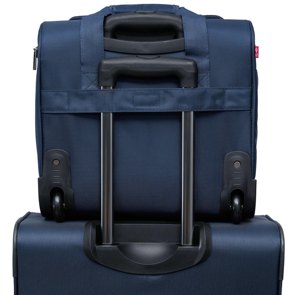 TPRC 15" Smart Underseat Carry-On Luggage with USB Charging Port, Navy Blue