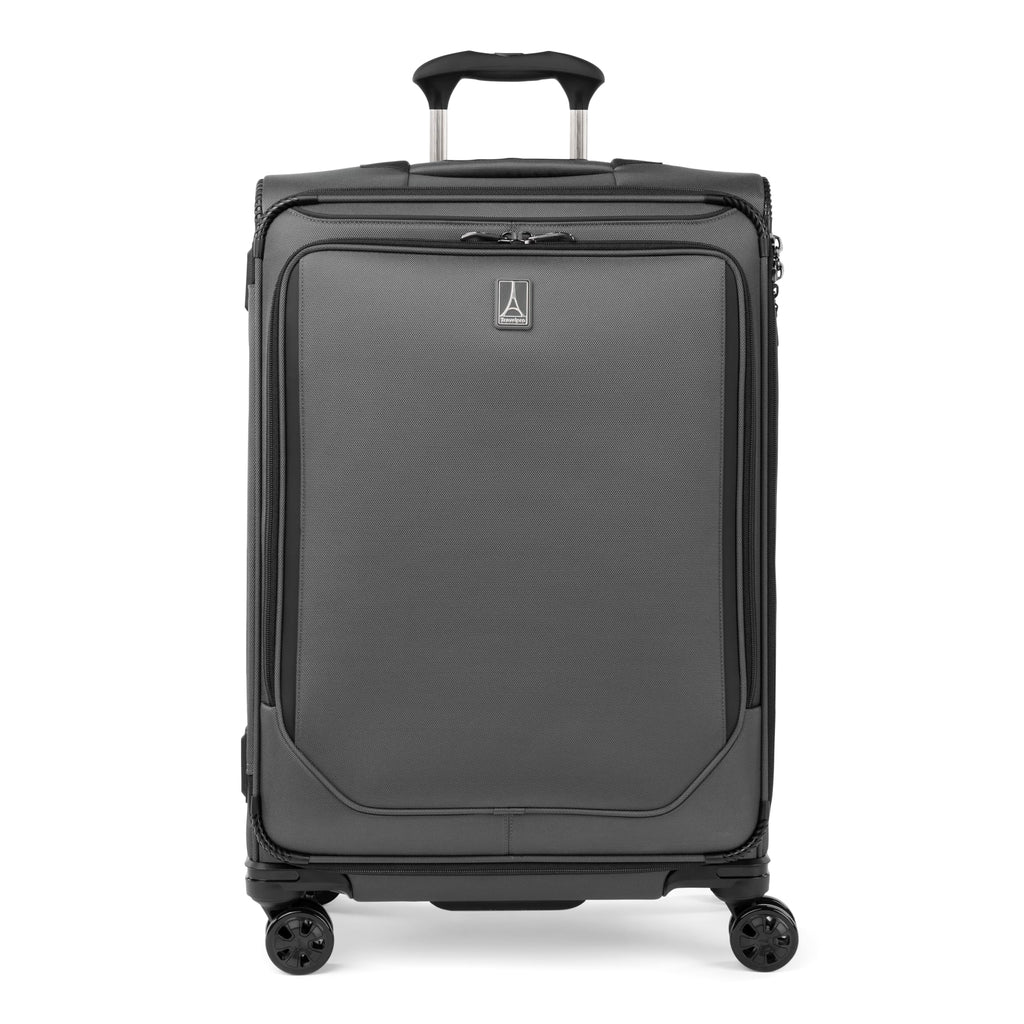 Travelpro Crew Classic Lightweight Softside Expandable Checked Luggage, 8 Wheel Spinner Suitcase, TSA Lock, Men and Women, Checked Medium 25-Inch, Titanium Grey