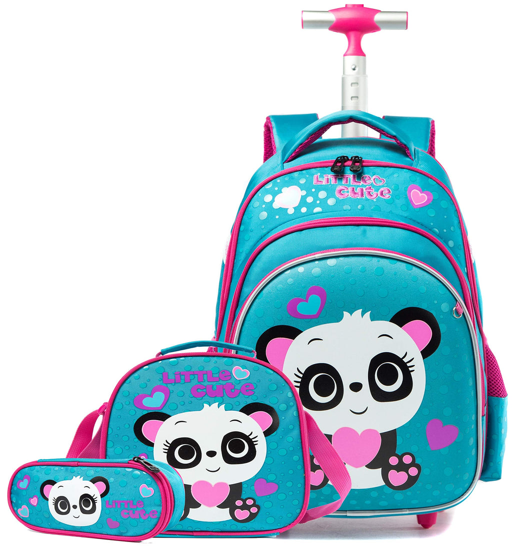 Meetbelify Girls Rolling Backpack with Wheels for School - Wheeled Trolley Backpack