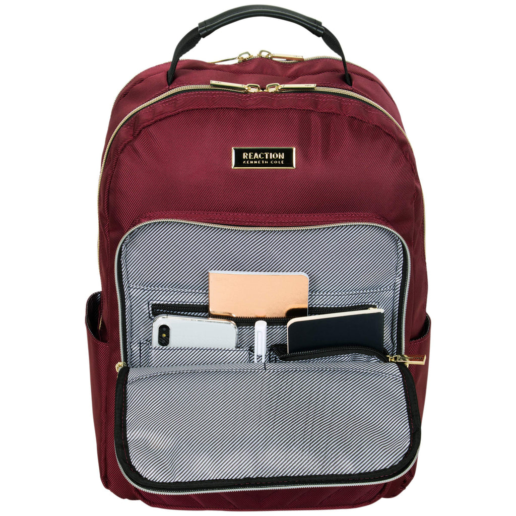 Kenneth Cole Reaction Women's Chelsea Chevron Quilted 15-Inch Laptop & Tablet Fashion Travel Backpack, Burgundy, Laptop
