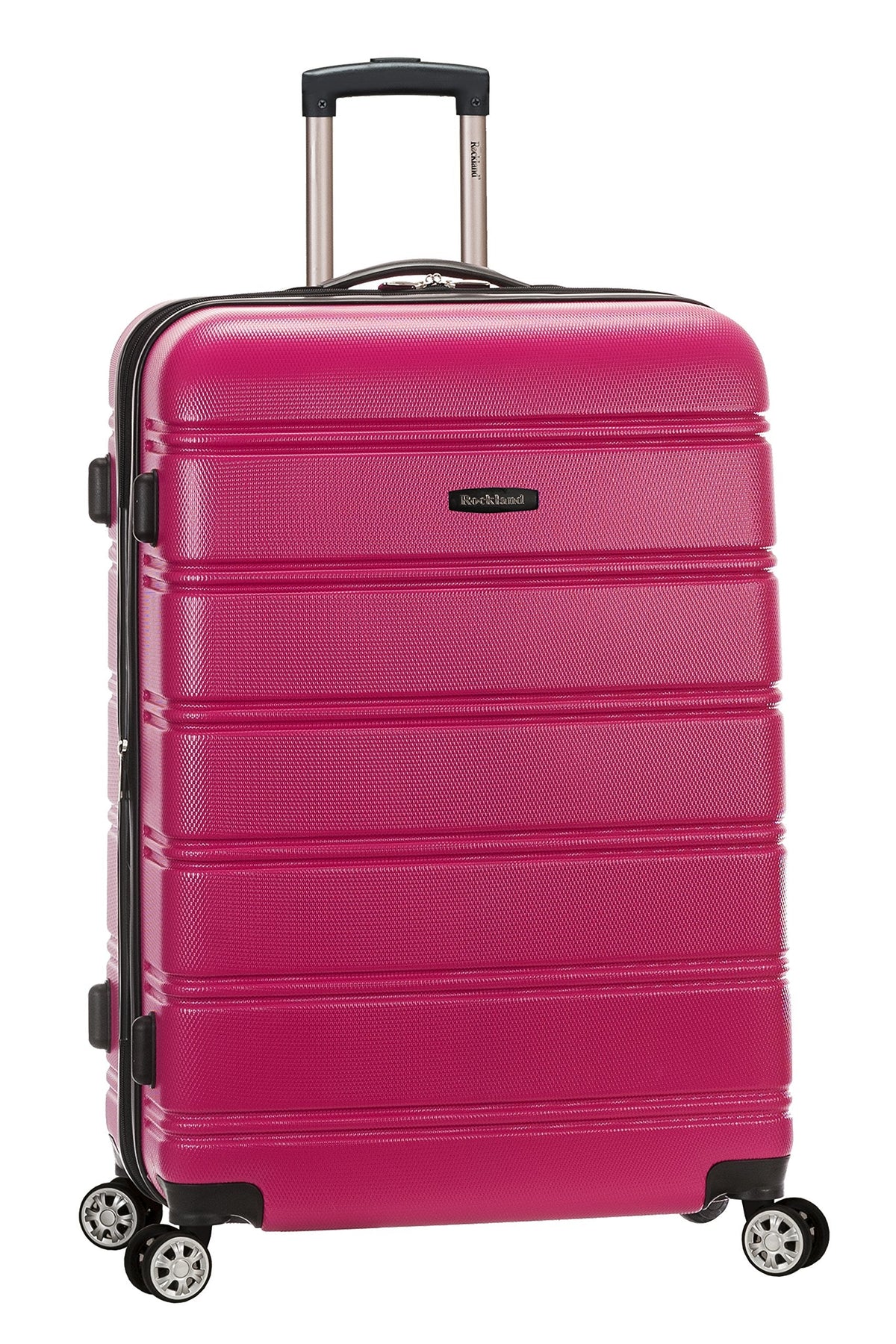 Rockland Melbourne Hardside Expandable Spinner Wheel Luggage, Magenta, Checked Large 28"