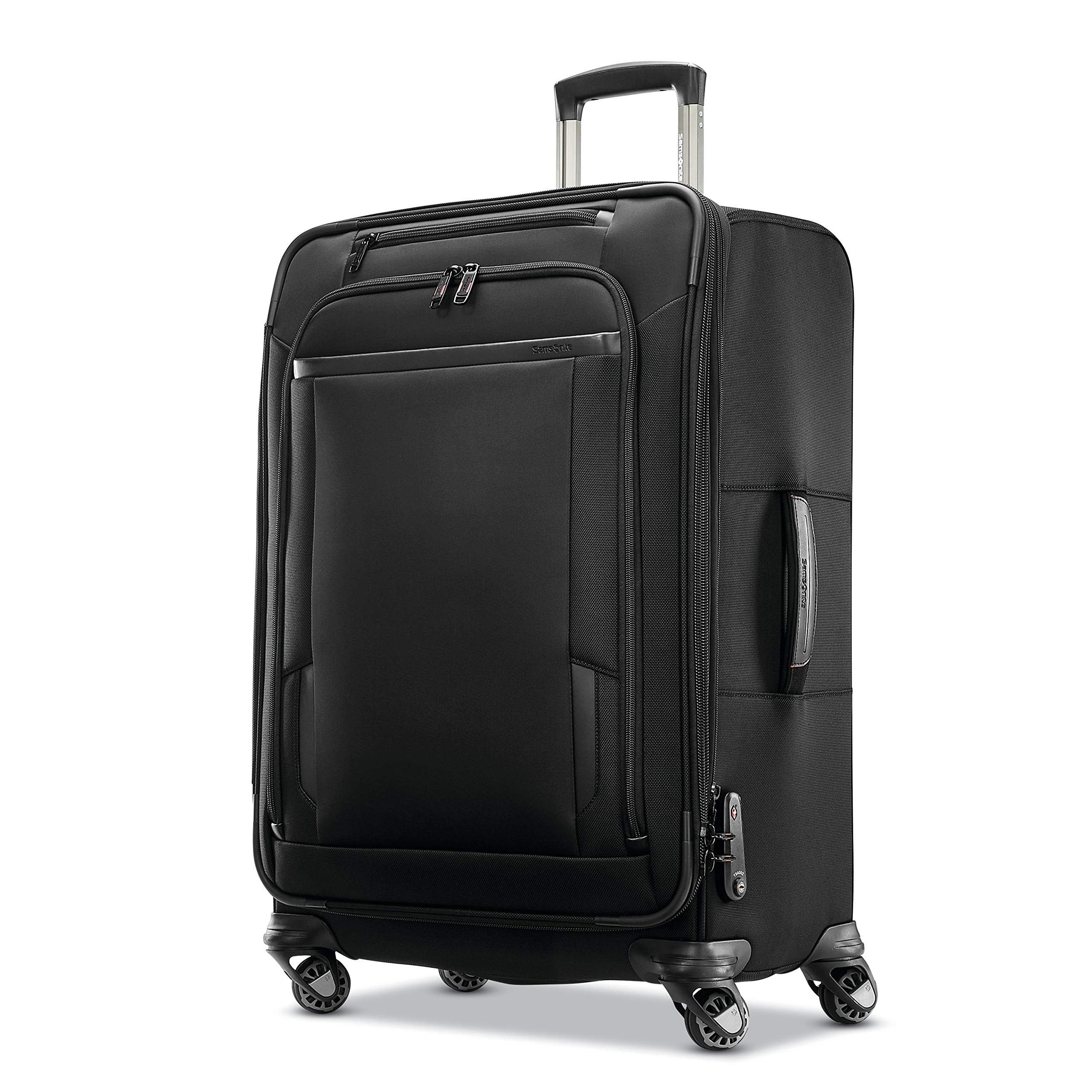 Samsonite Pro Travel Softside Expandable Luggage with Spinner Wheels, Black, Checked-Medium 25-Inch