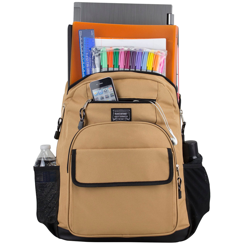 Eastsport Travel Luggage Carry On Weekender Backpack Daypack Large Tech Laptop Bag for Work, Gym, Hiking, Tan