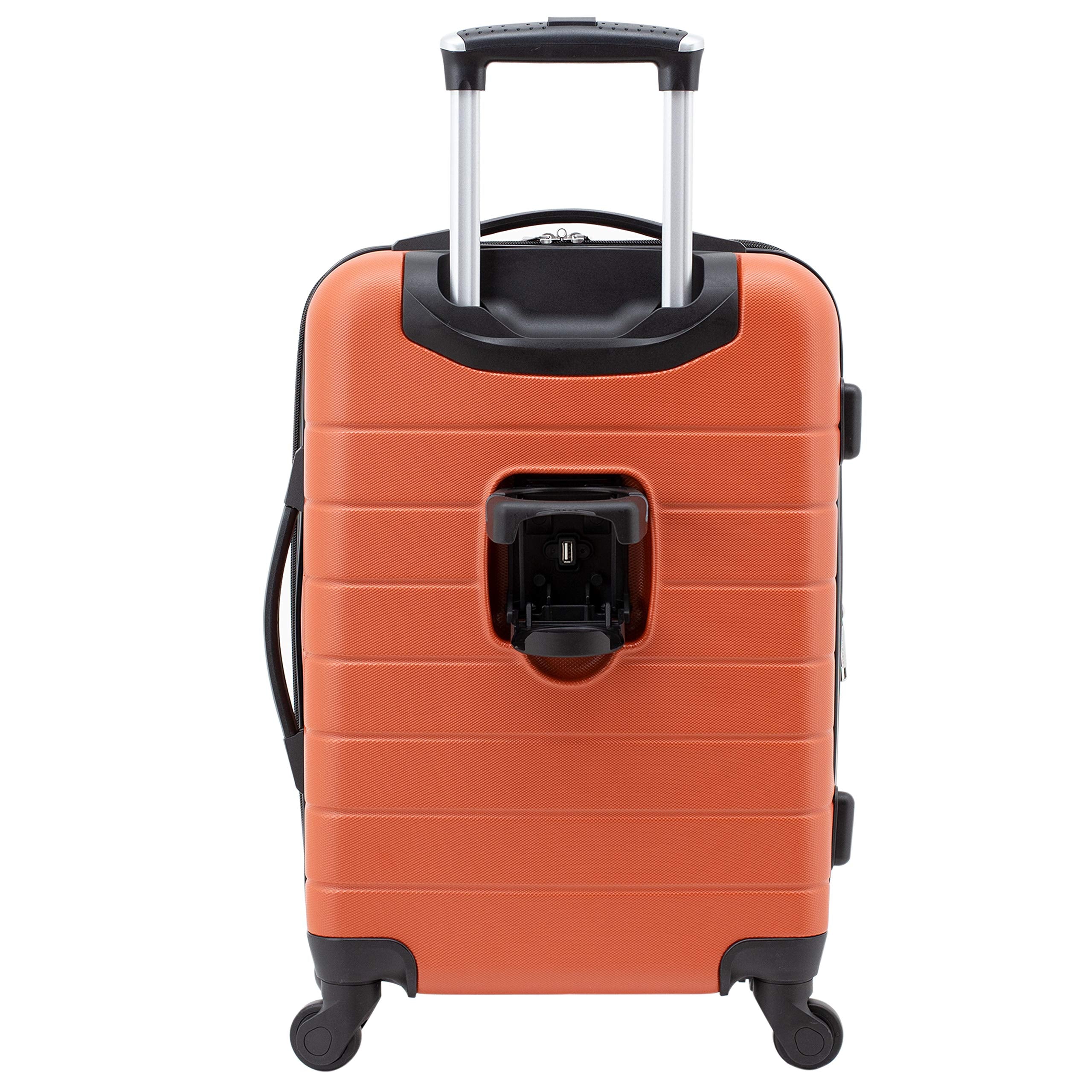 Wrangler Smart Spinner Hardside Luggage, 22-Inch Carry-On, Burnt Orange