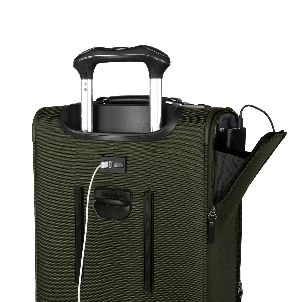 Travelpro Platinum Elite Softside Expandable Carry on Luggage, 8 Wheel Spinner Suitcase, USB Port, Suiter, Men and Women, Pilot Green, Carry On 21-Inch