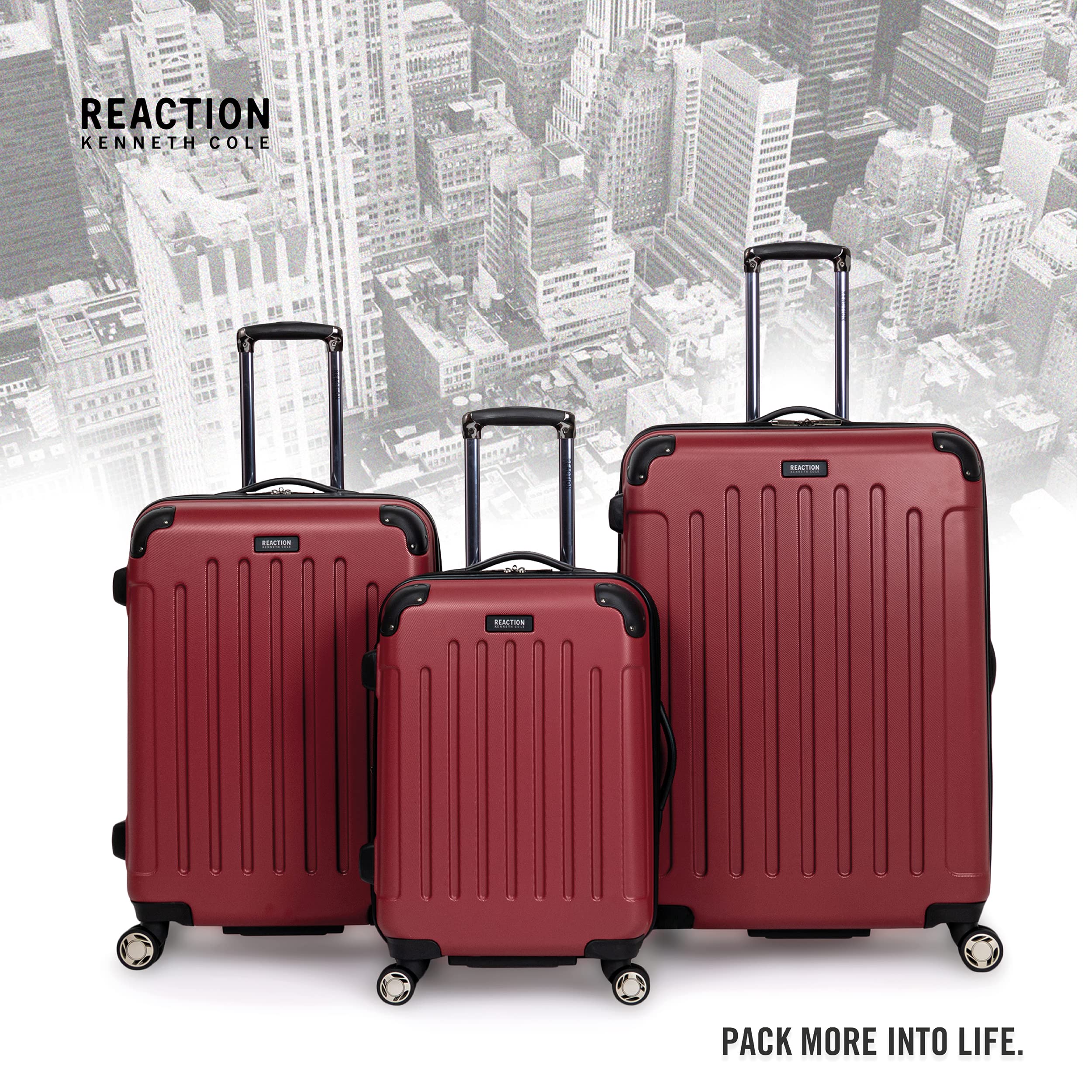 Kenneth Cole REACTION Renegade Luggage Expandable 8-Wheel Spinner Lightweight Hardside Suitcase, Scarlet Red, 20-Inch Carry On