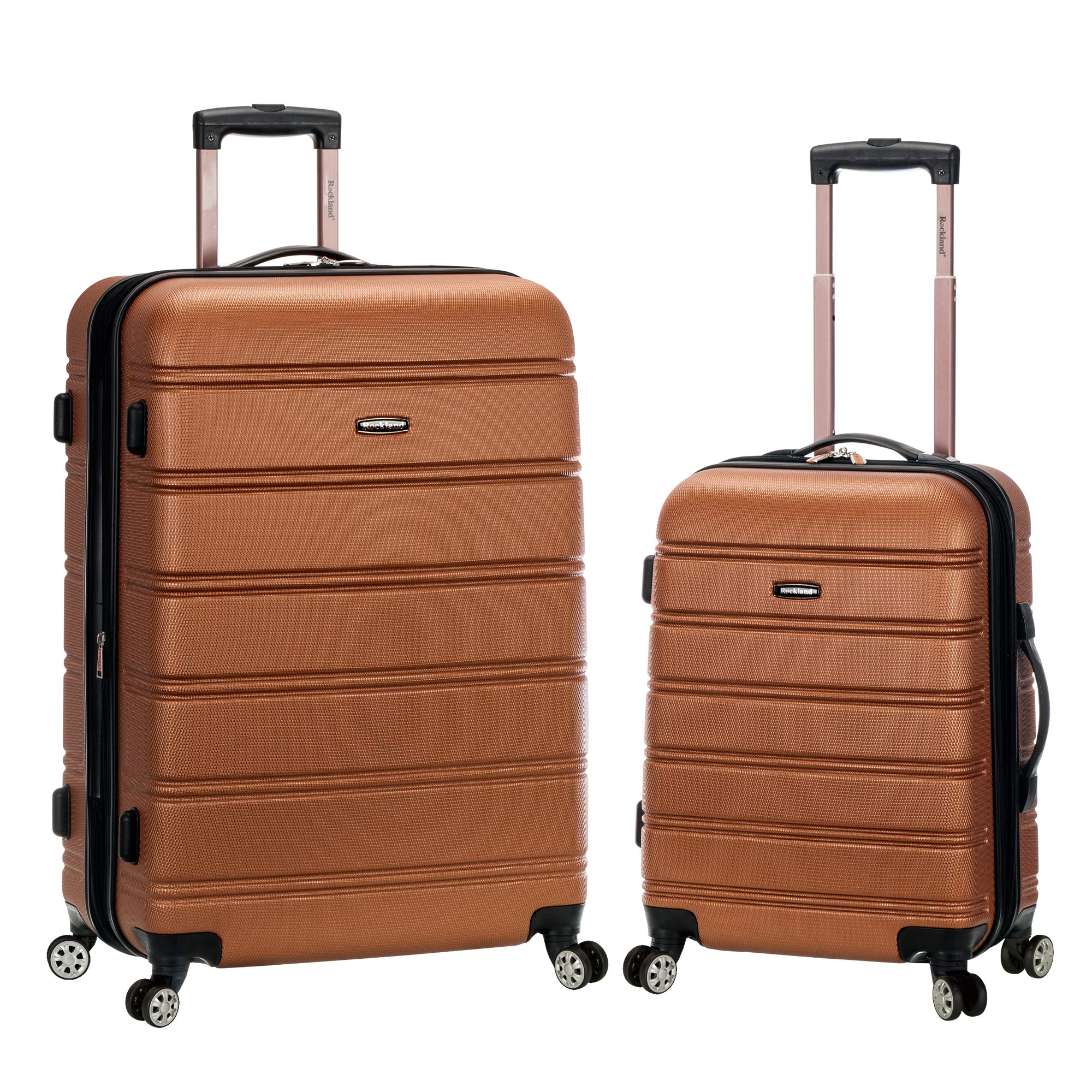 Rockland Melbourne Hardside Expandable Spinner Wheel Luggage, Brown, 2 Piece (20"/28")