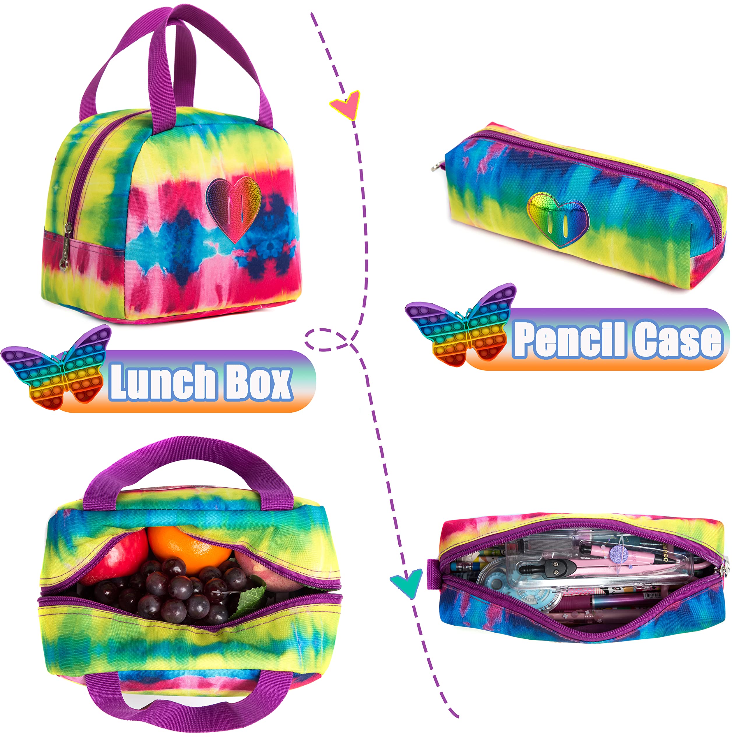Meetbelify Rolling Backpack for Girls School Bag with Wheels for Elementary Student Kids Cute Travel Luggage with Lunch Box Pencil Case for Girls 8-10