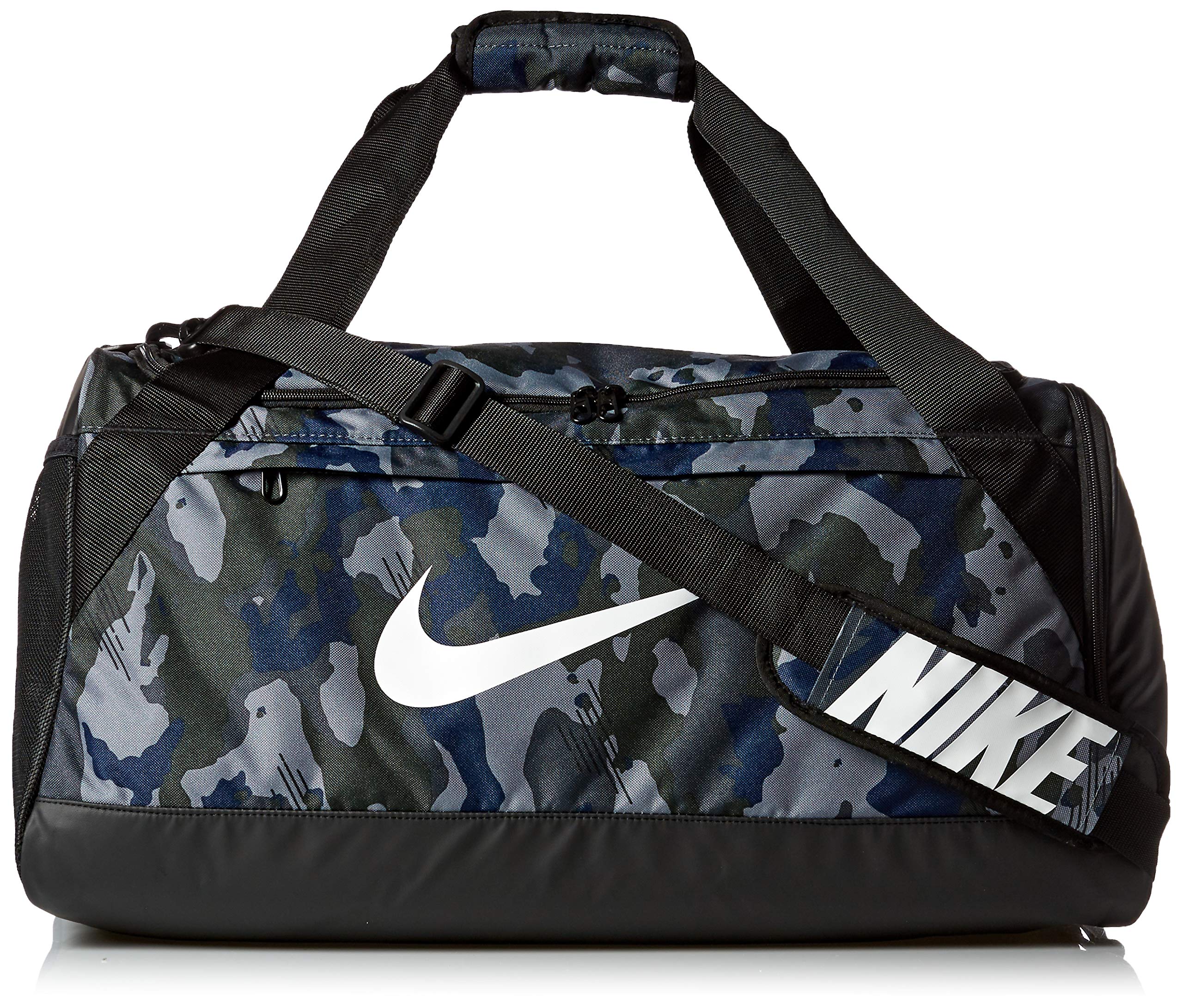 NIKE Brasilia Medium Duffle - All Over Print, Dark Grey/Black/White, Misc