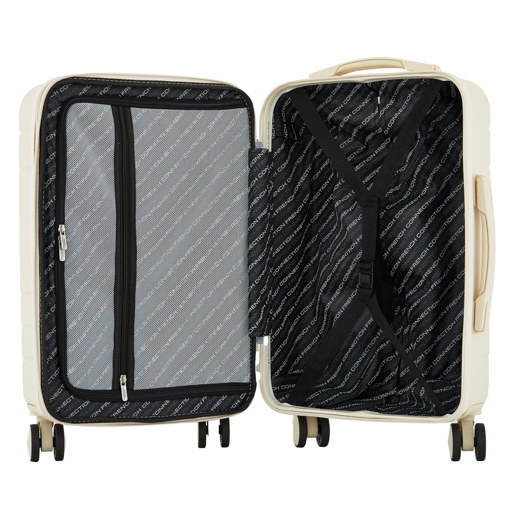 French Connection St. Martin Carry-On Luggage with Cup Holder/USB Ports, Whitecap Gray