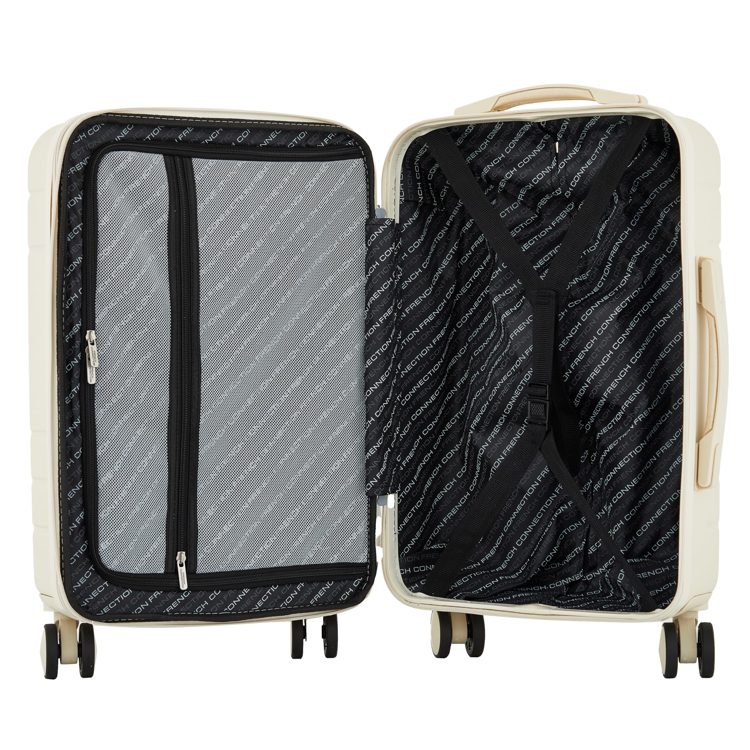 French Connection St. Martin Carry-On Luggage with Cup Holder/USB Ports, Whitecap Gray