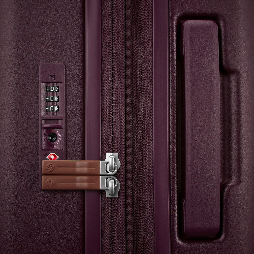 Virtuosa Hardside 21 Inch Carry On Luggage - Airline Approved with 360° Spinner Wheels, RightHeight™ Adjustable Handle - Zippered WetPak™ - TSA Lock - Expandable Light Polycarbonate Shell - Merlot