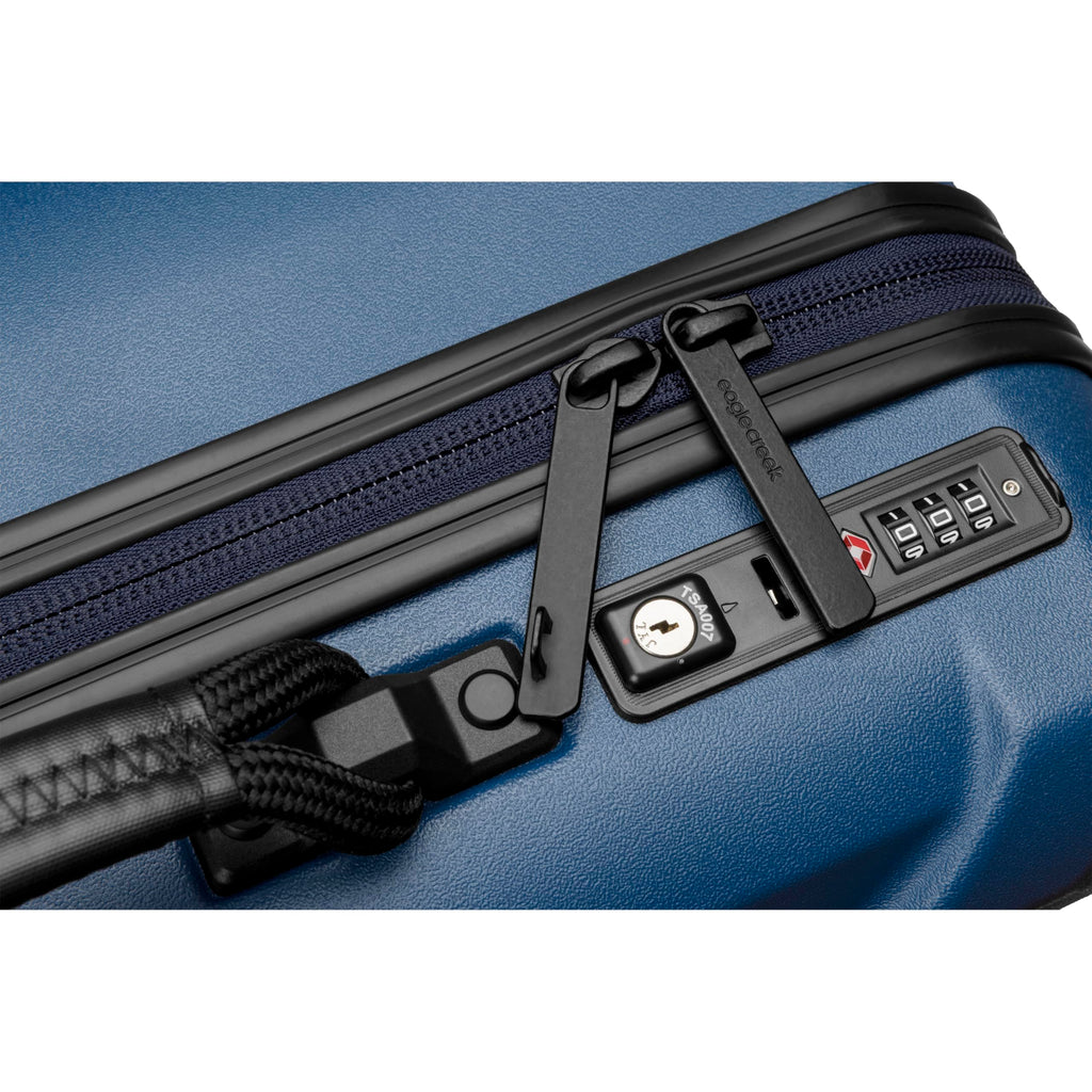 Eagle Creek Tarmac 4-Wheel 26" Luggage - Durable Rolling Suitcase for Secure Storage - Smooth Spinning Wheels - Telescoping Handle - Locking Zippers - Front Quick-Access Pocket - Blue Jay