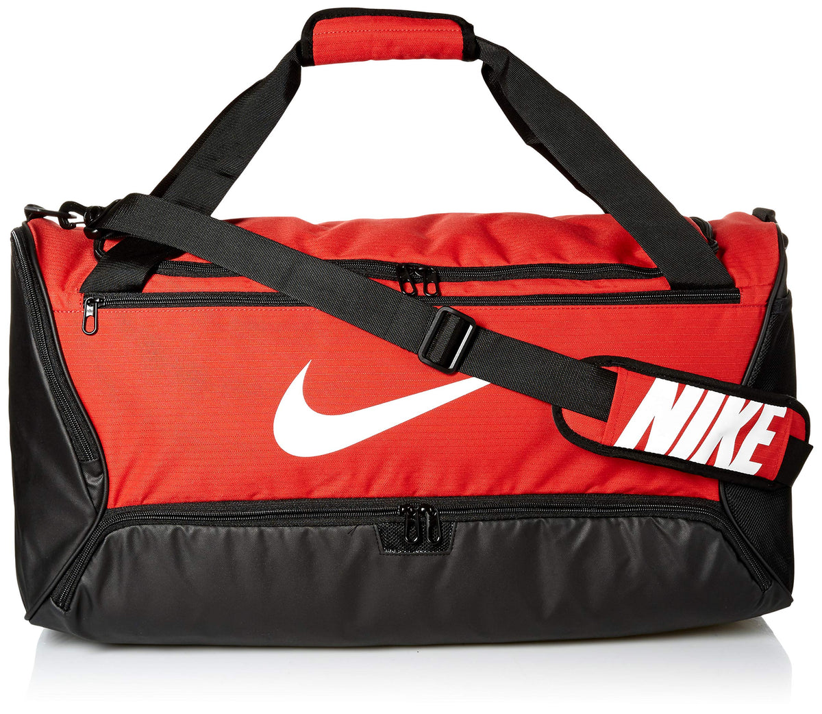 Nike Brasilia Training Medium Duffle Bag, Durable Nike Duffle Bag for Women & Men with Adjustable Strap, University Red/Black/White