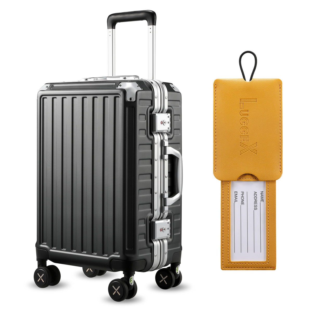 LUGGEX Zipperless Luggage with Spinner Wheels & Luggage Tag for Suitcases