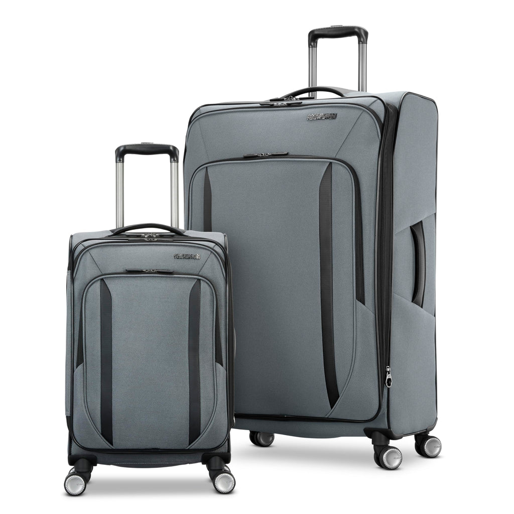 American Tourister Dash XLT 2 Piece Soft Side Expandable Luggage Set with Spinner Wheels, Graphite