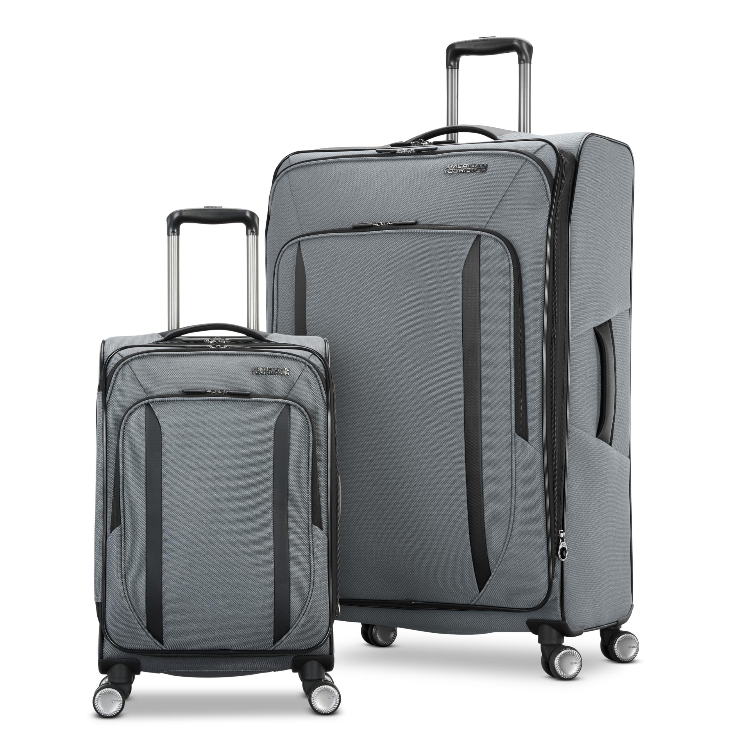American Tourister Dash XLT 2 Piece Soft Side Expandable Luggage Set with Spinner Wheels, Graphite