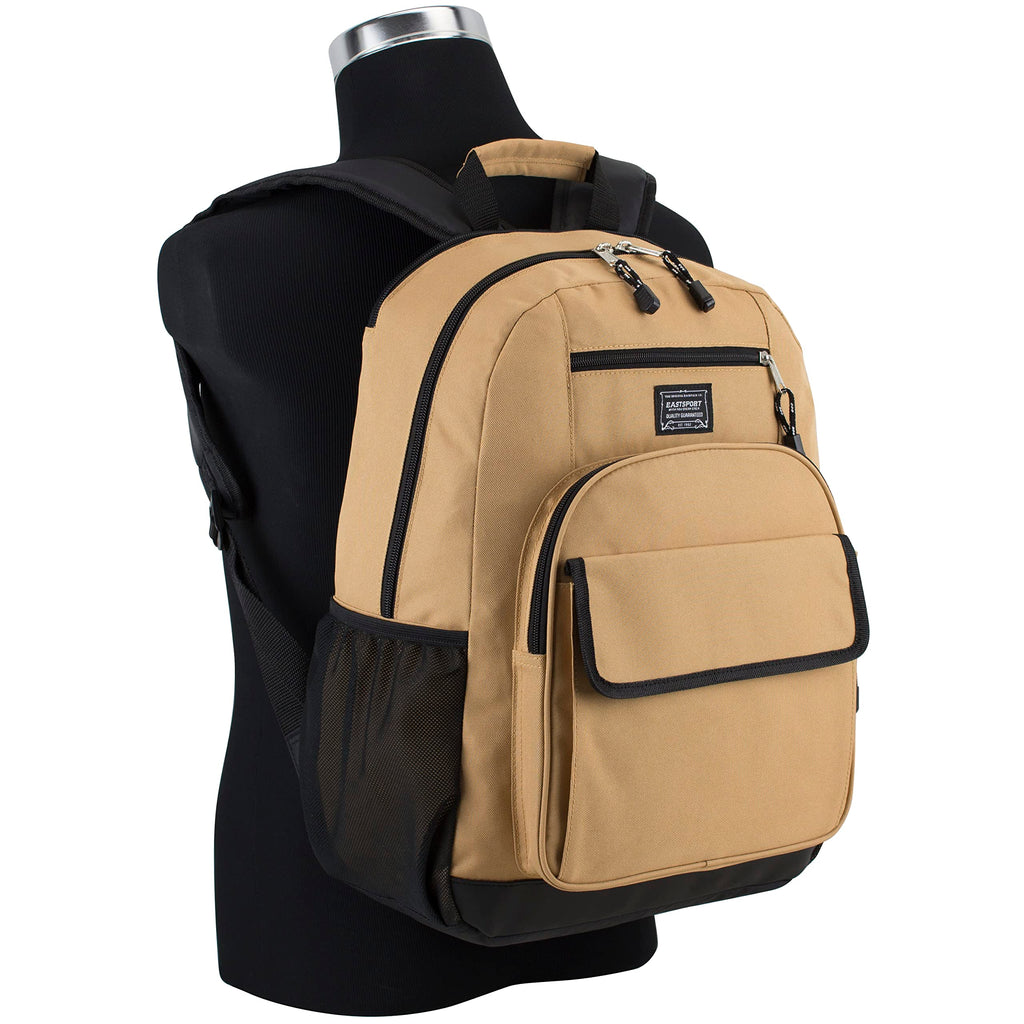 Eastsport Travel Luggage Carry On Weekender Backpack Daypack Large Tech Laptop Bag for Work, Gym, Hiking, Tan