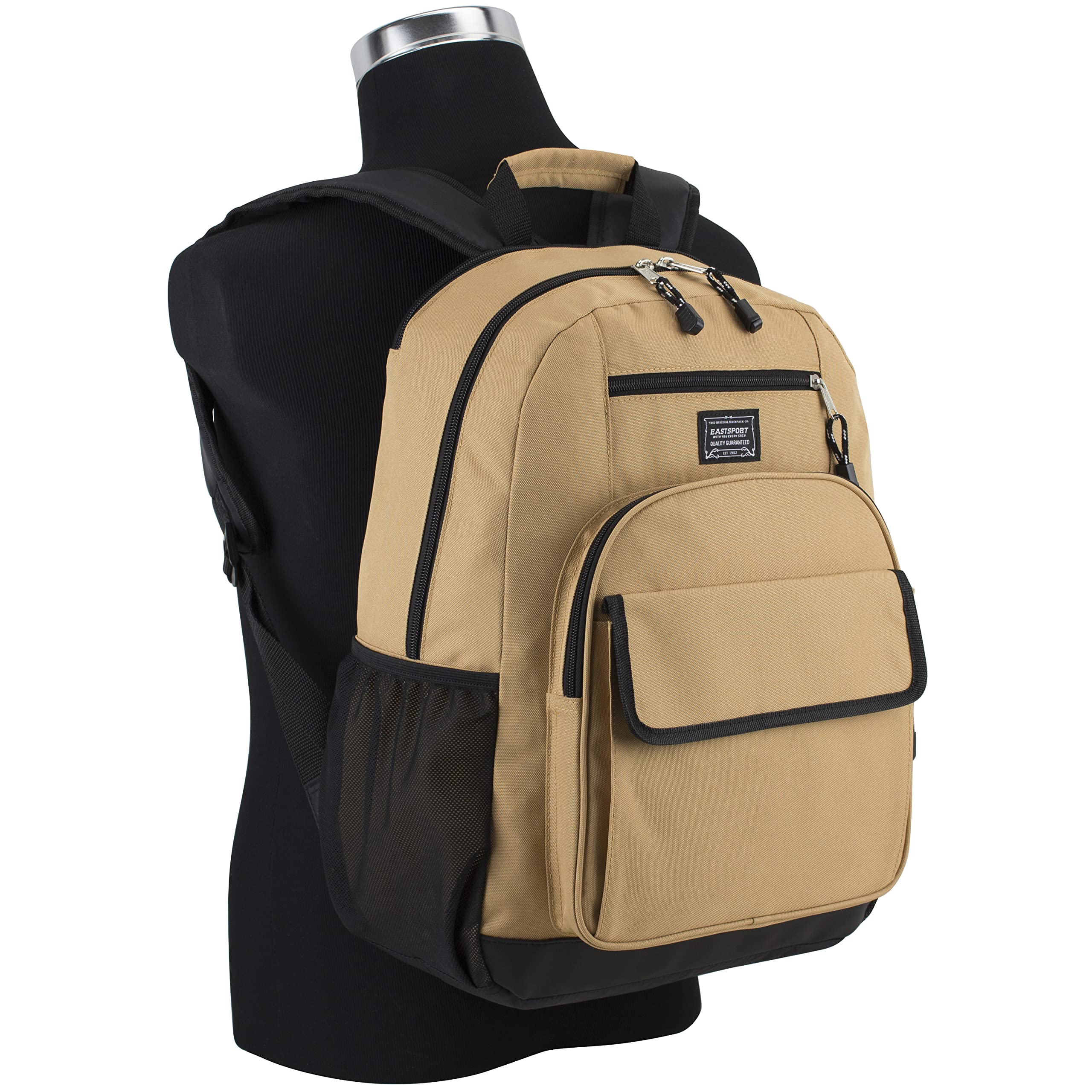 Eastsport Travel Luggage Carry On Weekender Backpack Daypack Large Tech Laptop Bag for Work, Gym, Hiking, Tan
