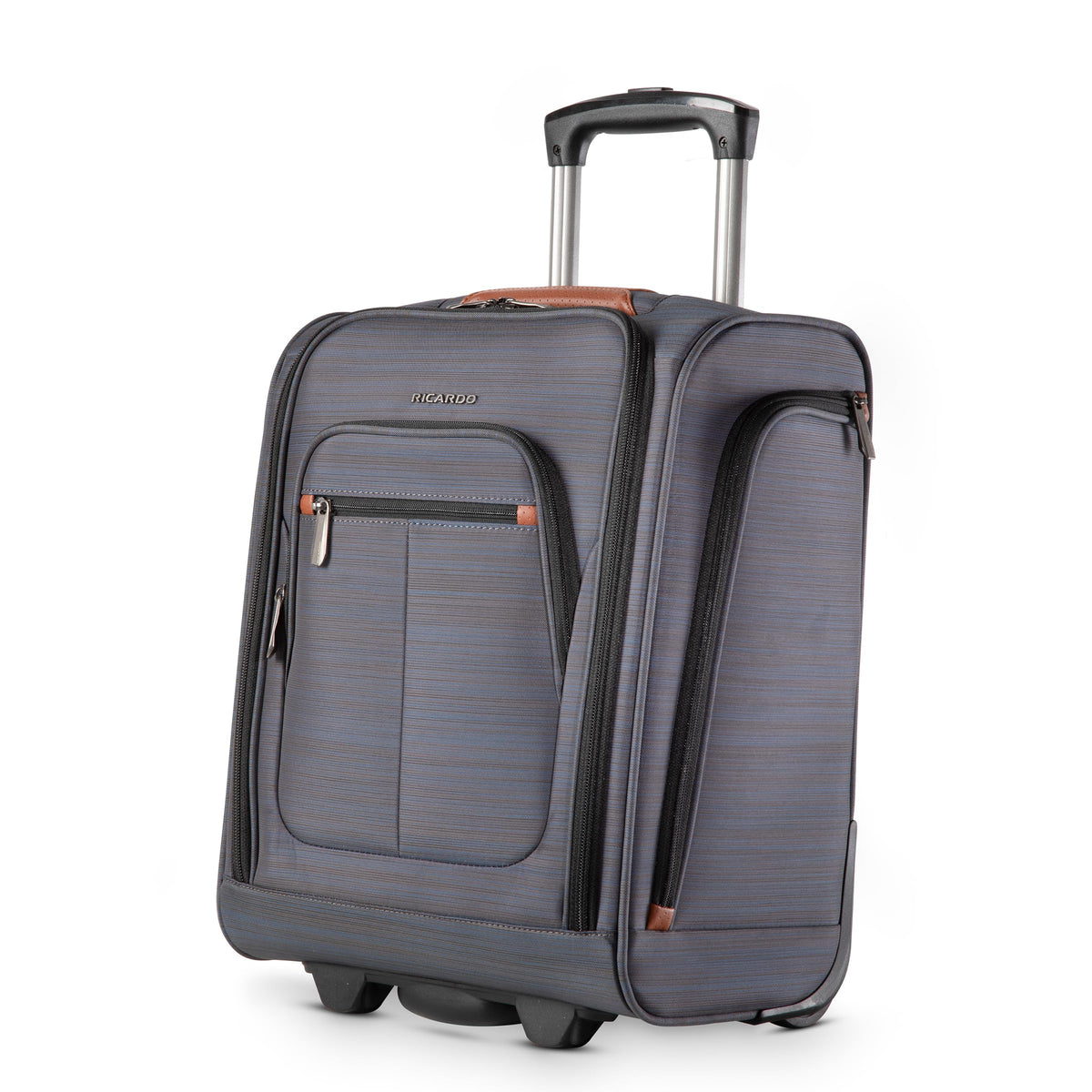 Ricardo Beverly Hills Montecito 2.0 Softside Underseat Carry-On Luggage with Wheels, Airplane Travel Essentials, Lightweight, Men and Women, Grey, 16-inch