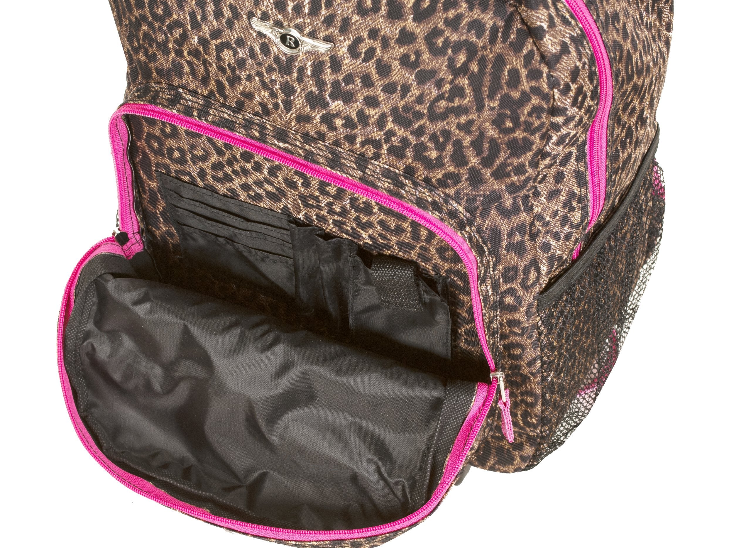 Rockland Luggage 17 Inch Rolling Backpack, Pink Leopard, One Size