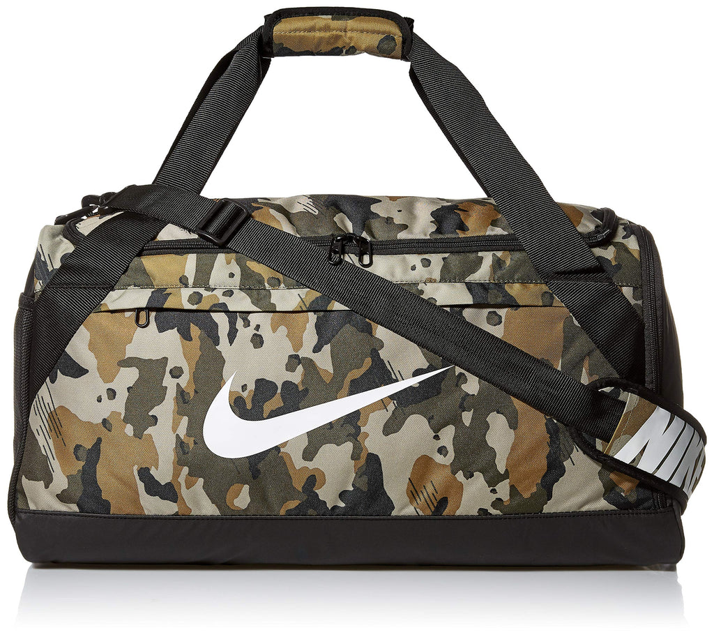 NIKE Brasilia Medium Duffle - All Over Print, Neutral Olive/Black/White, Misc