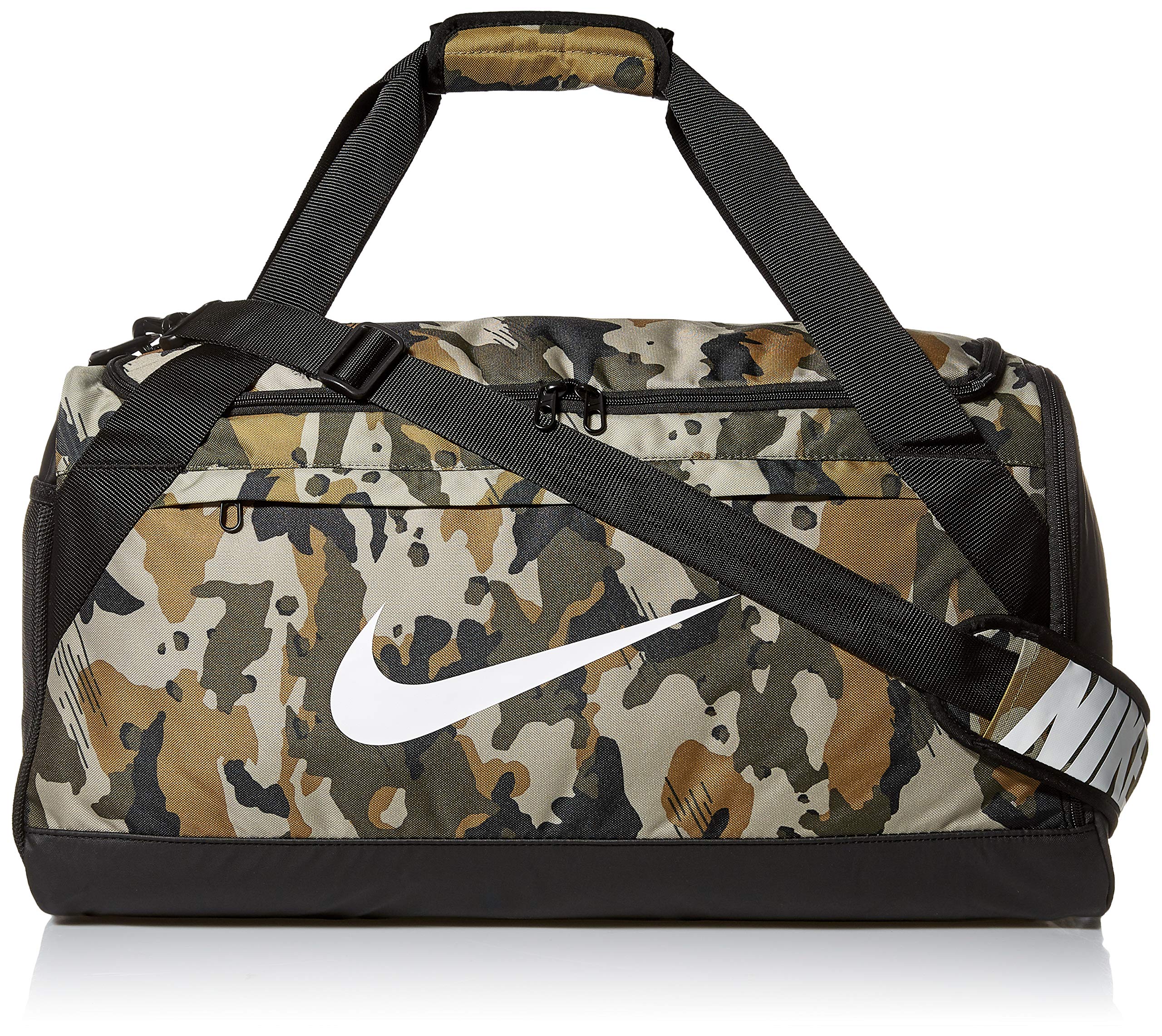 NIKE Brasilia Medium Duffle - All Over Print, Neutral Olive/Black/White, Misc
