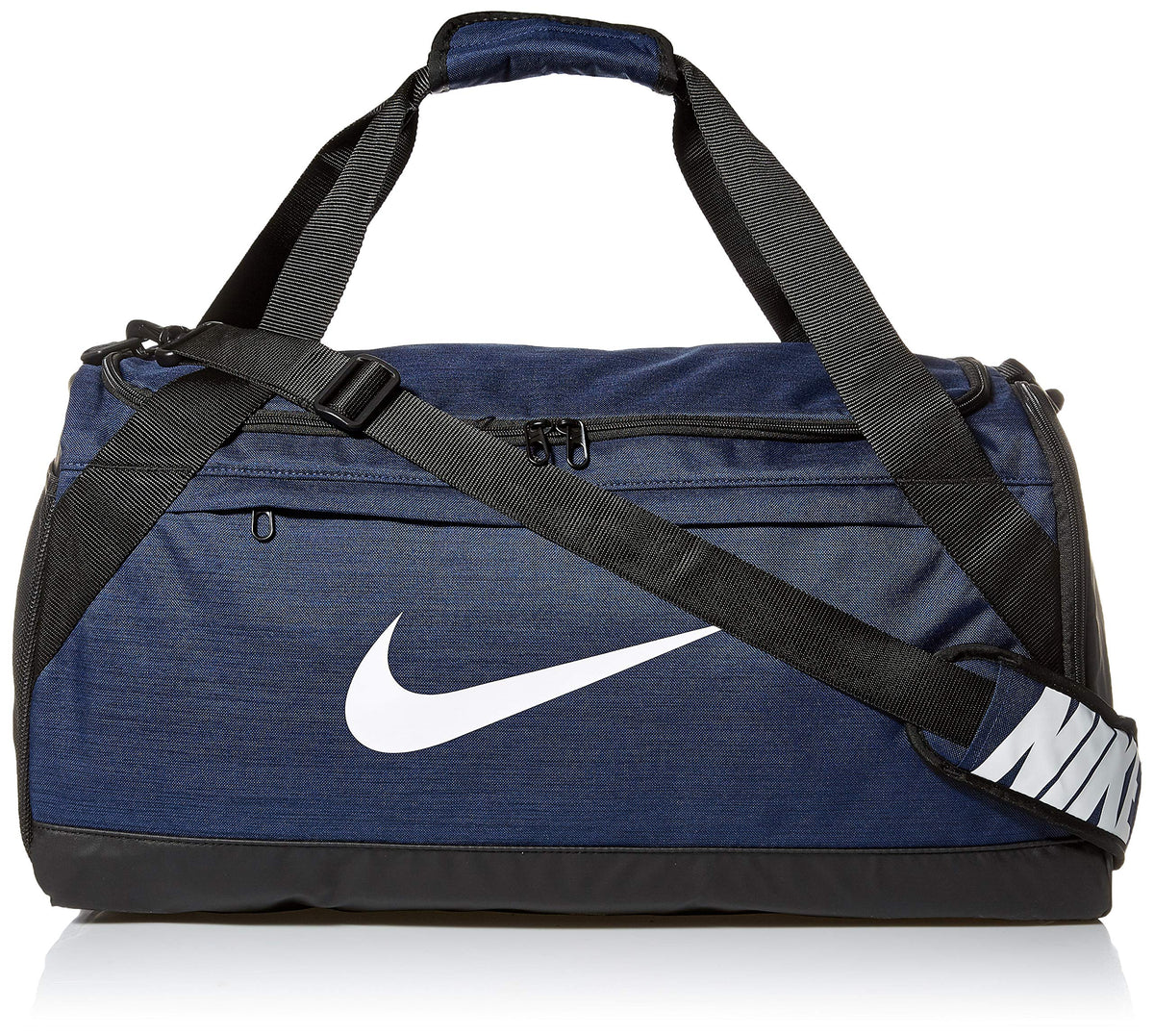 Nike Brasilia Training Duffel Bag, Versatile Bag with Padded Strap and Mesh Exterior Pocket, Medium, Midnight Navy/Black/White