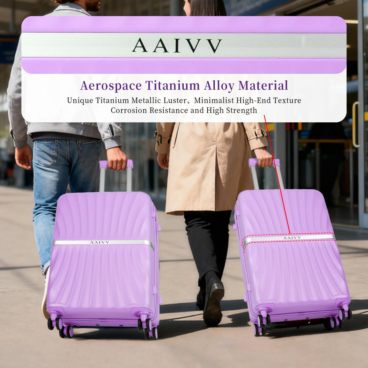 AAIVV Luggage 4 Piece Set Suitcase with TSA, Airline - Approved Hard Shell Expandable Double Spinner Rolling Wheels Suitcases for Lightweight Travel (Lavender, 28in26in20in13in)