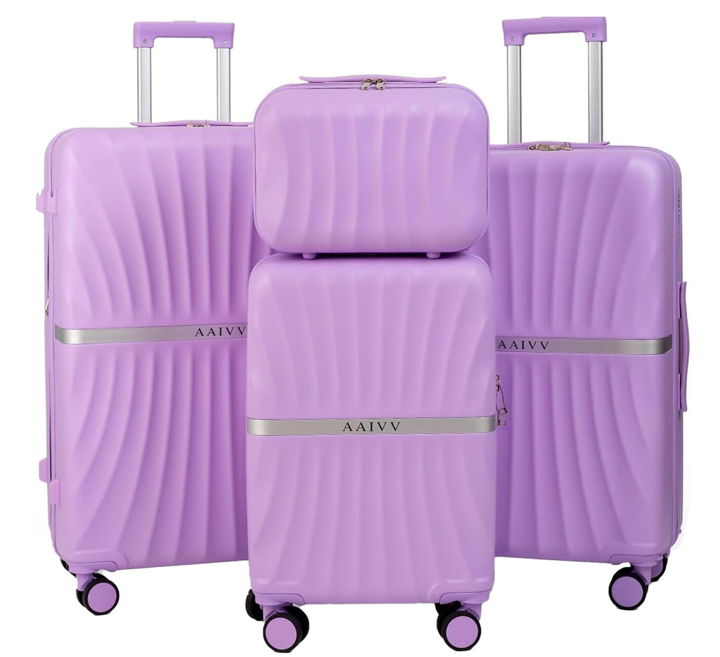 AAIVV Luggage 4 Piece Set Suitcase with TSA, Airline-Approved Hard Shell Expandable Double Spinner Rolling Wheels Suitcases for Lightweight Travel (Lavender, 28in26in20in13in)