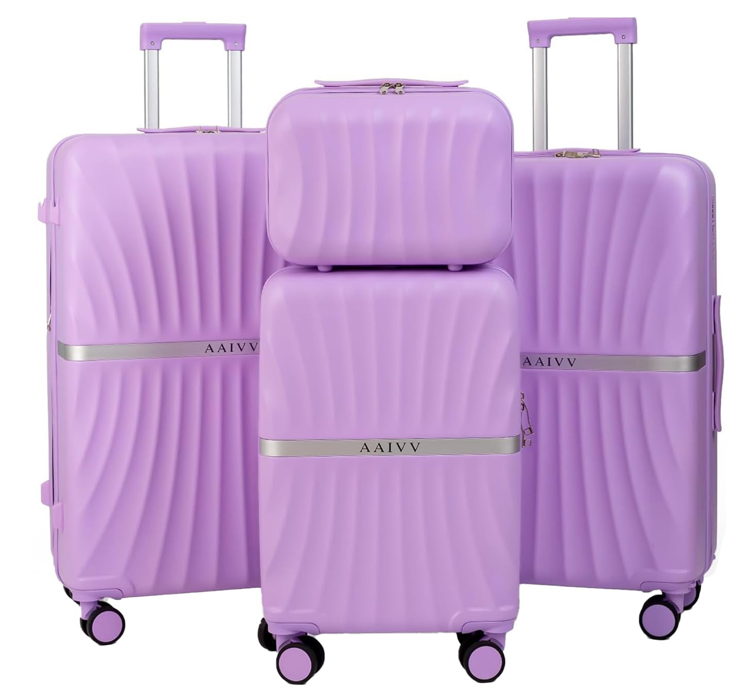 AAIVV Luggage 4 Piece Set Suitcase with TSA, Airline-Approved Hard Shell Expandable Double Spinner Rolling Wheels Suitcases for Lightweight Travel (Lavender, 28in26in20in13in)