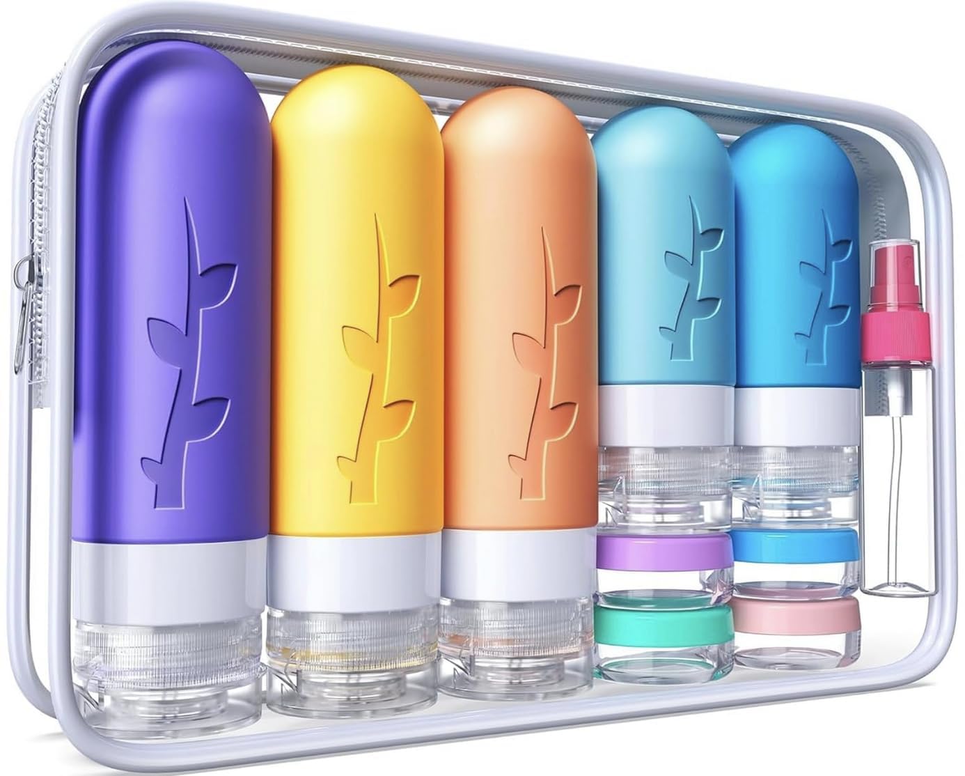 Aeomni 19pack Travel Bottles for Toiletries, TSA Approved Silicone Size Containers for toiletries, Refillable & Leakproof Travel shampoo and conditioner bottles