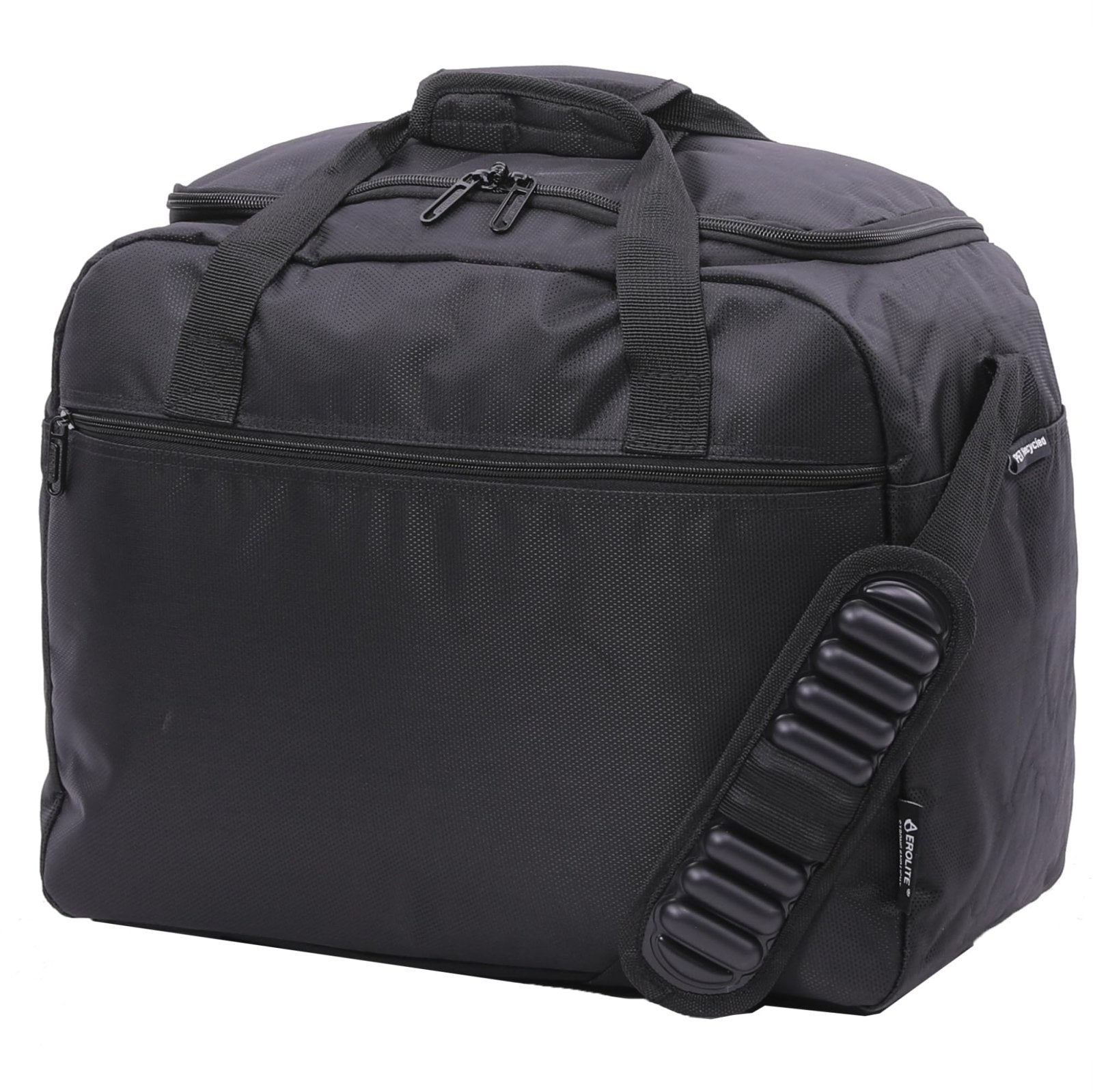 Aerolite AA & Delta Maximum Size Travel Duffel Bag | Lightweight Personal Item Bag 18”x14”x9” | Foldable Under Seat Cabin Bag | 37L Eco-Friendly Carry-On Duffel bag – Black Shoulder Bag