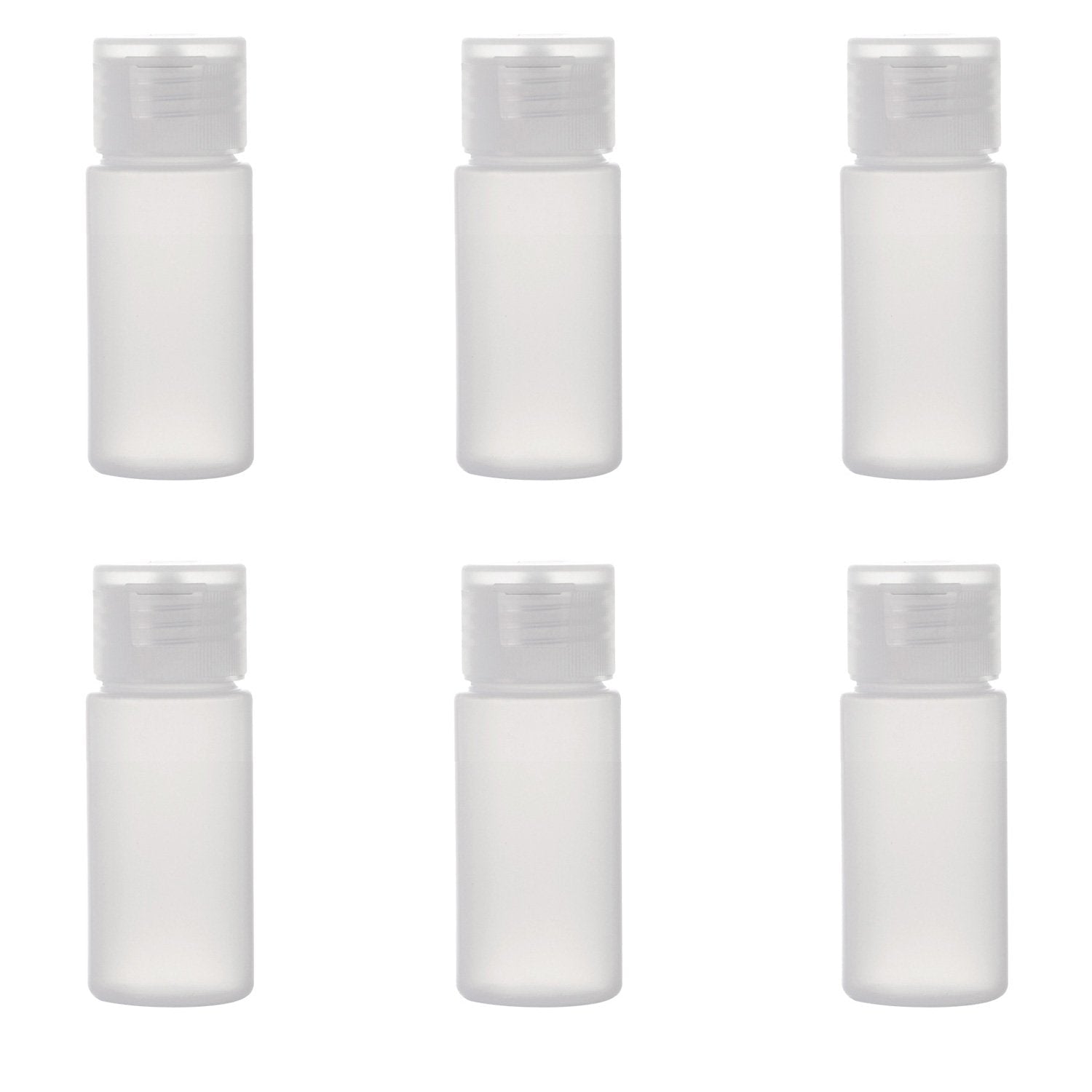 ALINK Travel Size Plastic Empty Toiletry Bottles, 30ml (1 oz) Pack of 6 Liquid Containers with Labels