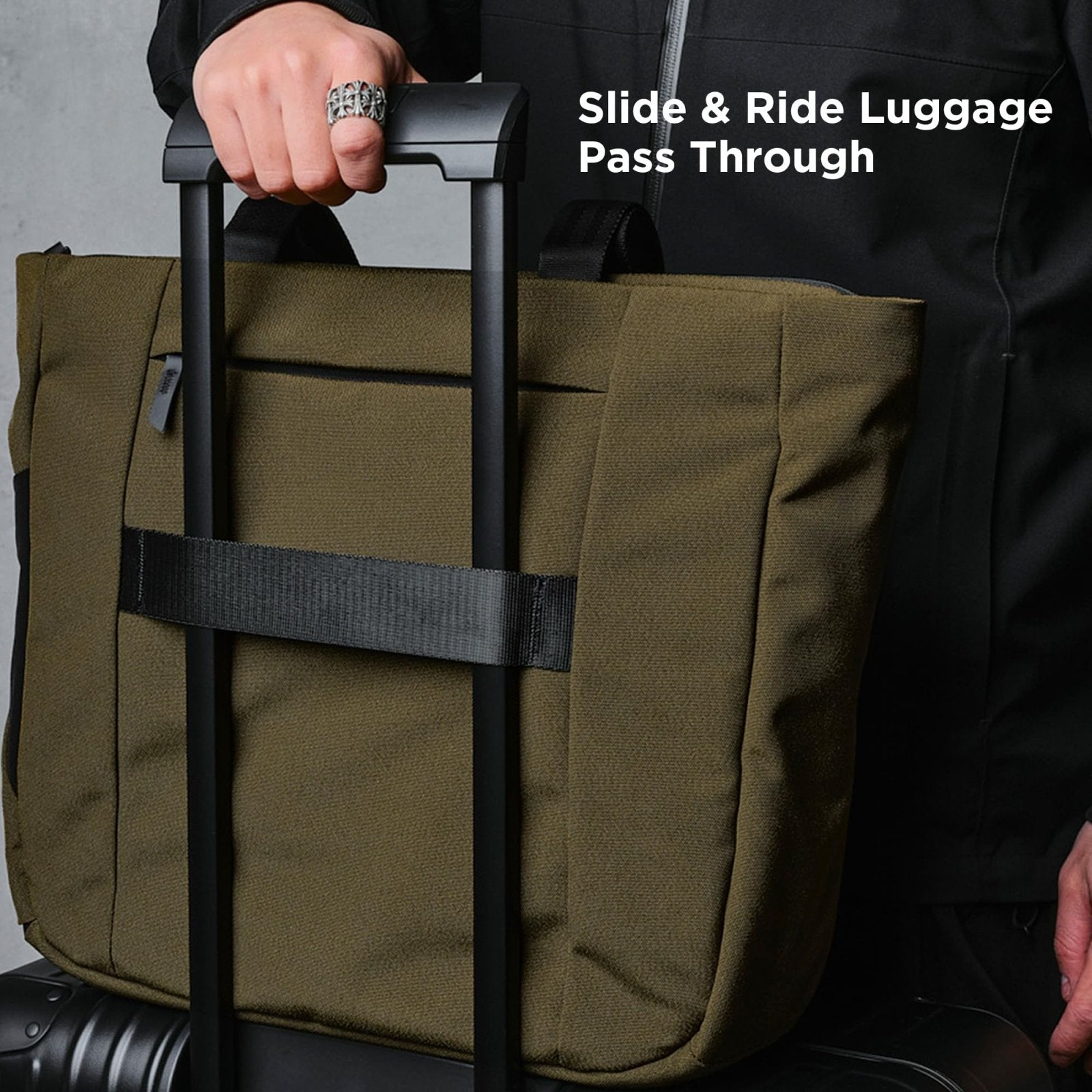 ALPAKA Bravo Tote Bag for 16 Inch MacBook Pro – Weatherproof 16 Inch Laptop Briefcase for Men & Women, Work Travel Tote with Adjustable Shoulder Strap, Army Green Axoflux 600D