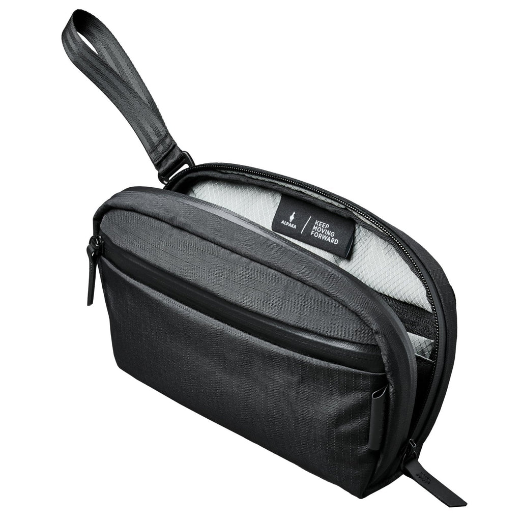 ALPAKA Toiletry Bag - Comes with a Shoulder and Wrist Strap- 2 Internal Dividers and 2 Mesh Pockets - Doubles as EDC Pouch - Optimally Sized Accordion-Style Toiletry Bag For Men