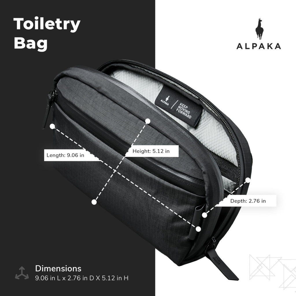 ALPAKA Toiletry Bag - Comes with a Shoulder and Wrist Strap - 2 Internal Dividers and 2 Mesh Pockets - Doubles as EDC Pouch - Optimally Sized Accordion - Style Toiletry Bag For Men