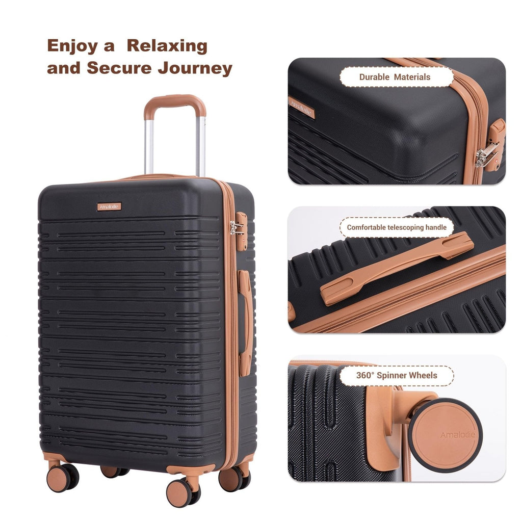 Amalodie Luggage Sets 4 Piece,Suitcases with Double Spinner Wheels and TSA Lock,Hardcase 6 set Luggage with Travel Duffle Bag,Carry On Luggage Set